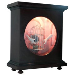 Homage to Magritte. Phonograph in a Gilded Cage, 1996.  Mixed Media Sculpture