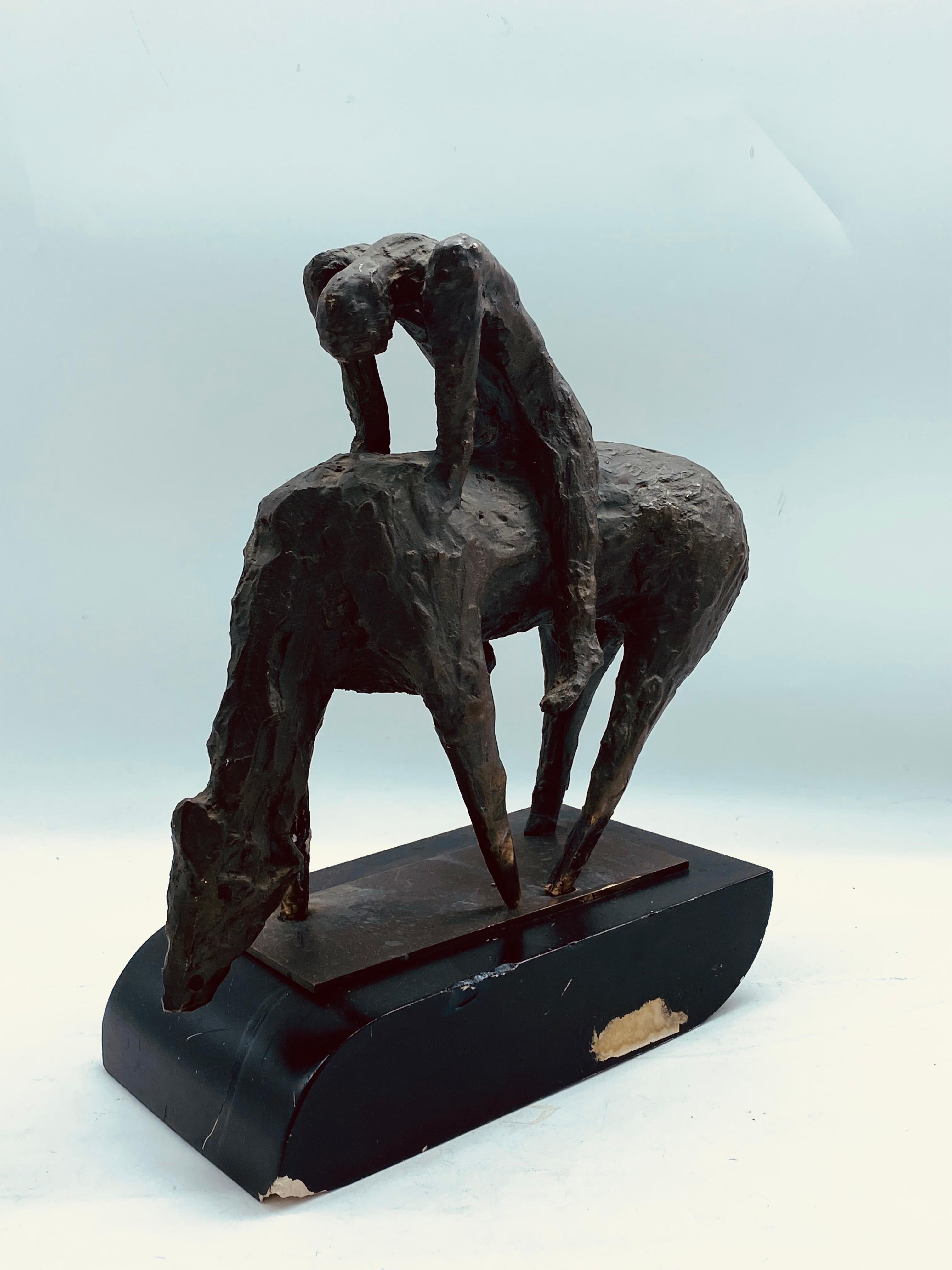 Mid-Century Modern Homage to Marino Marini Bronze Sculpture, Italy 1960s For Sale