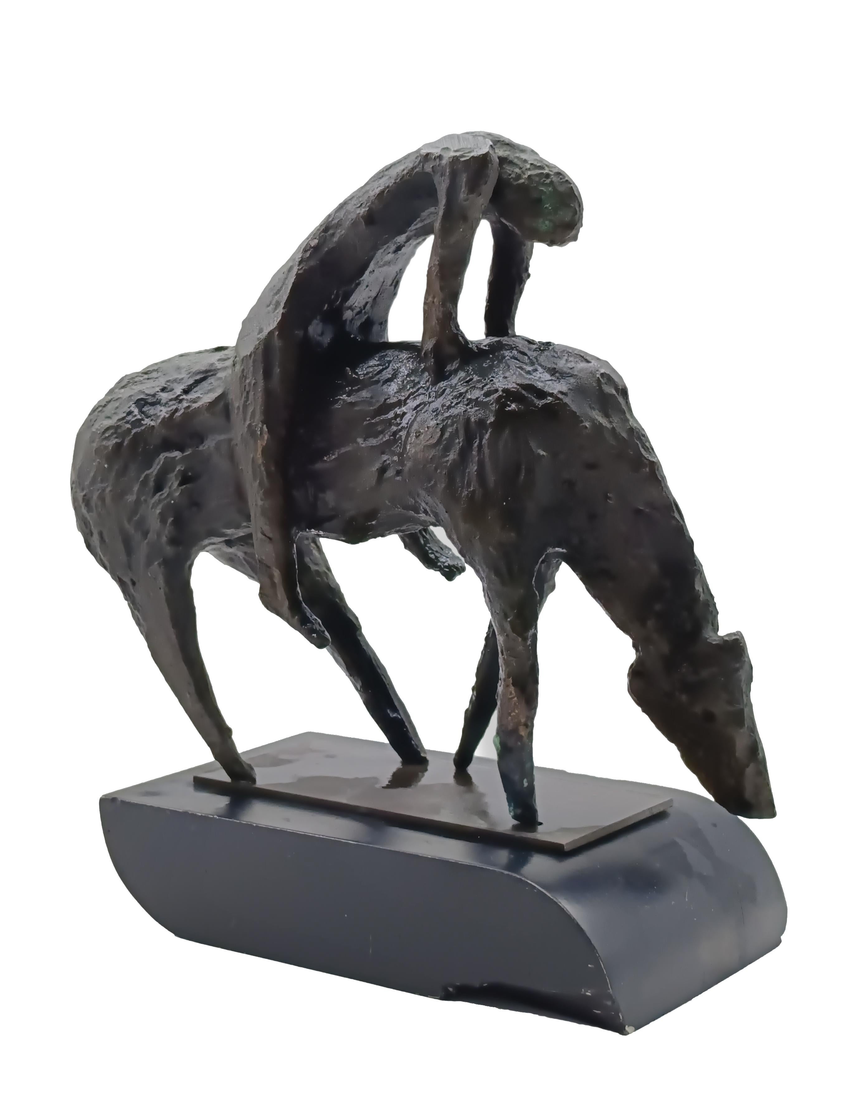 Mid-Century Modern Homage to Marino Marini Bronze Sculpture, Italy 1960s For Sale