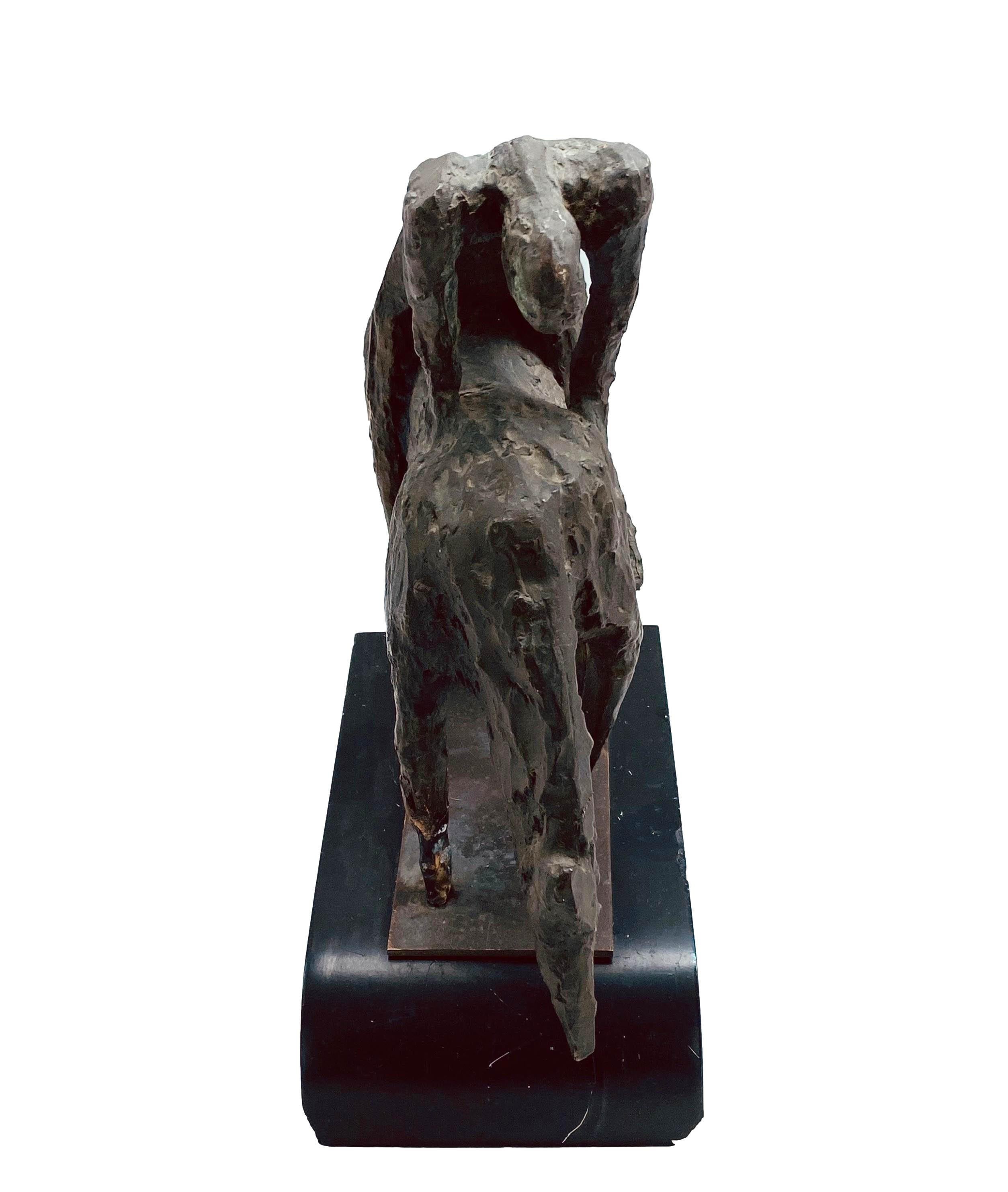 Bronze sculpture with wooden base, Homage to Marino Marini 1950s/60s