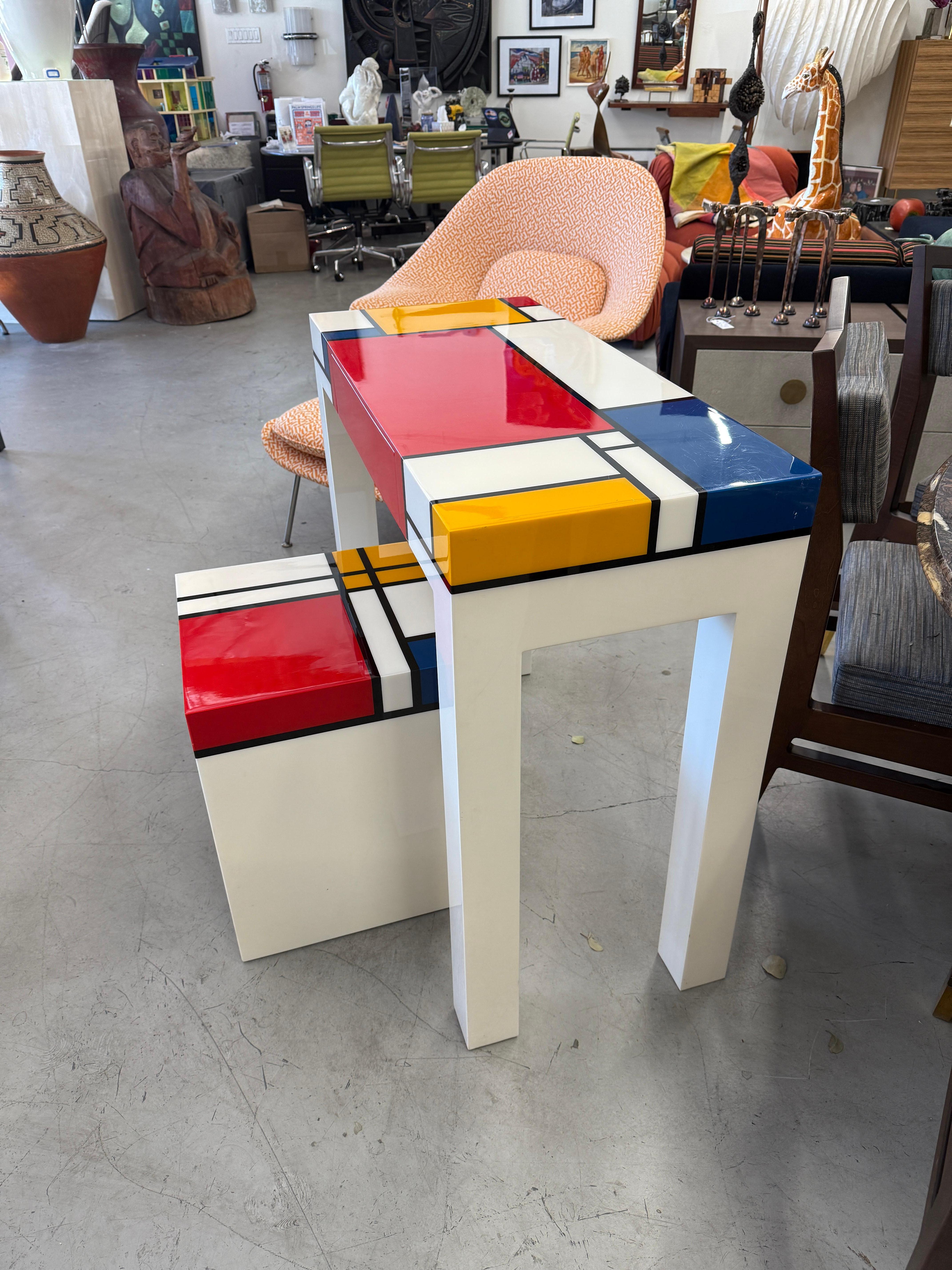 Homage to Mondrian Desk and Stool For Sale 7