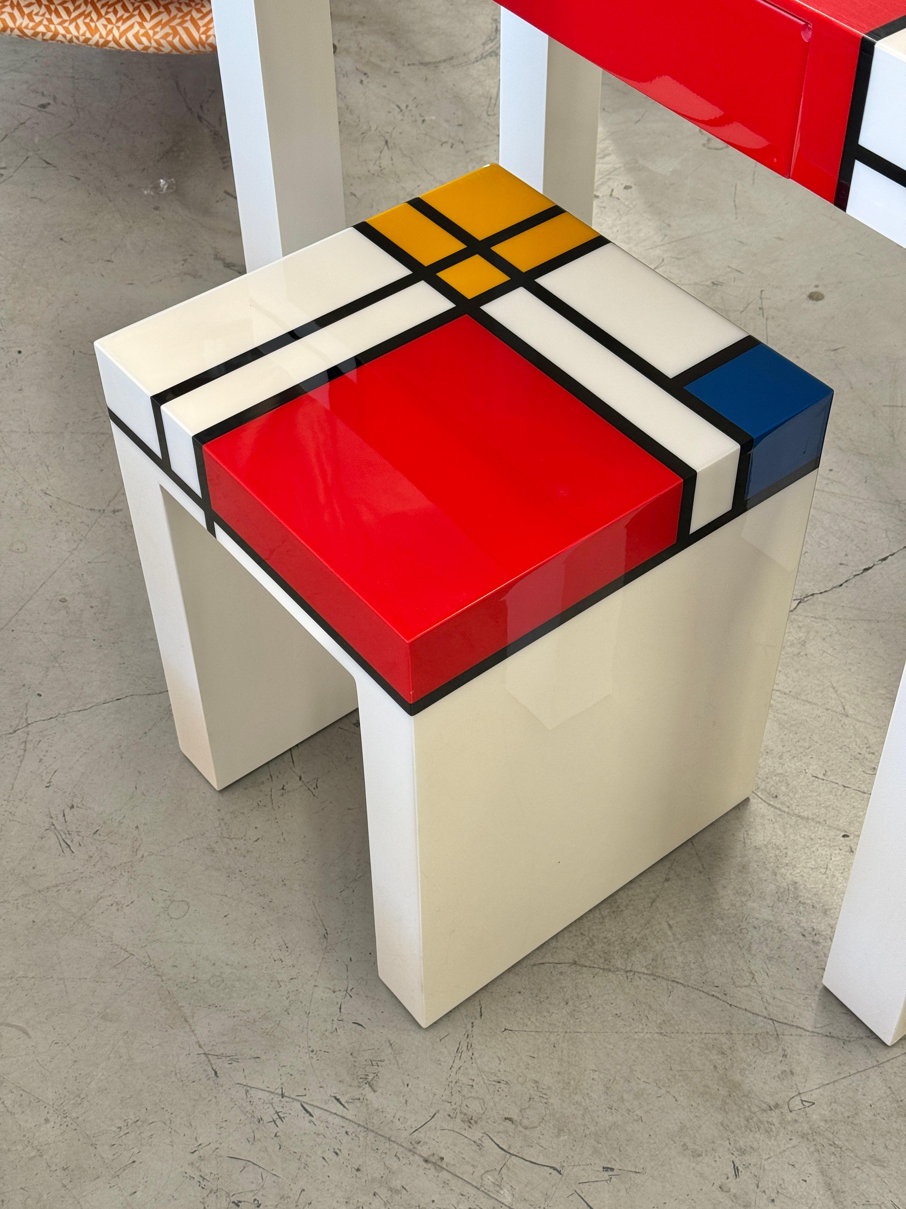 Homage to Mondrian Desk and Stool For Sale 8