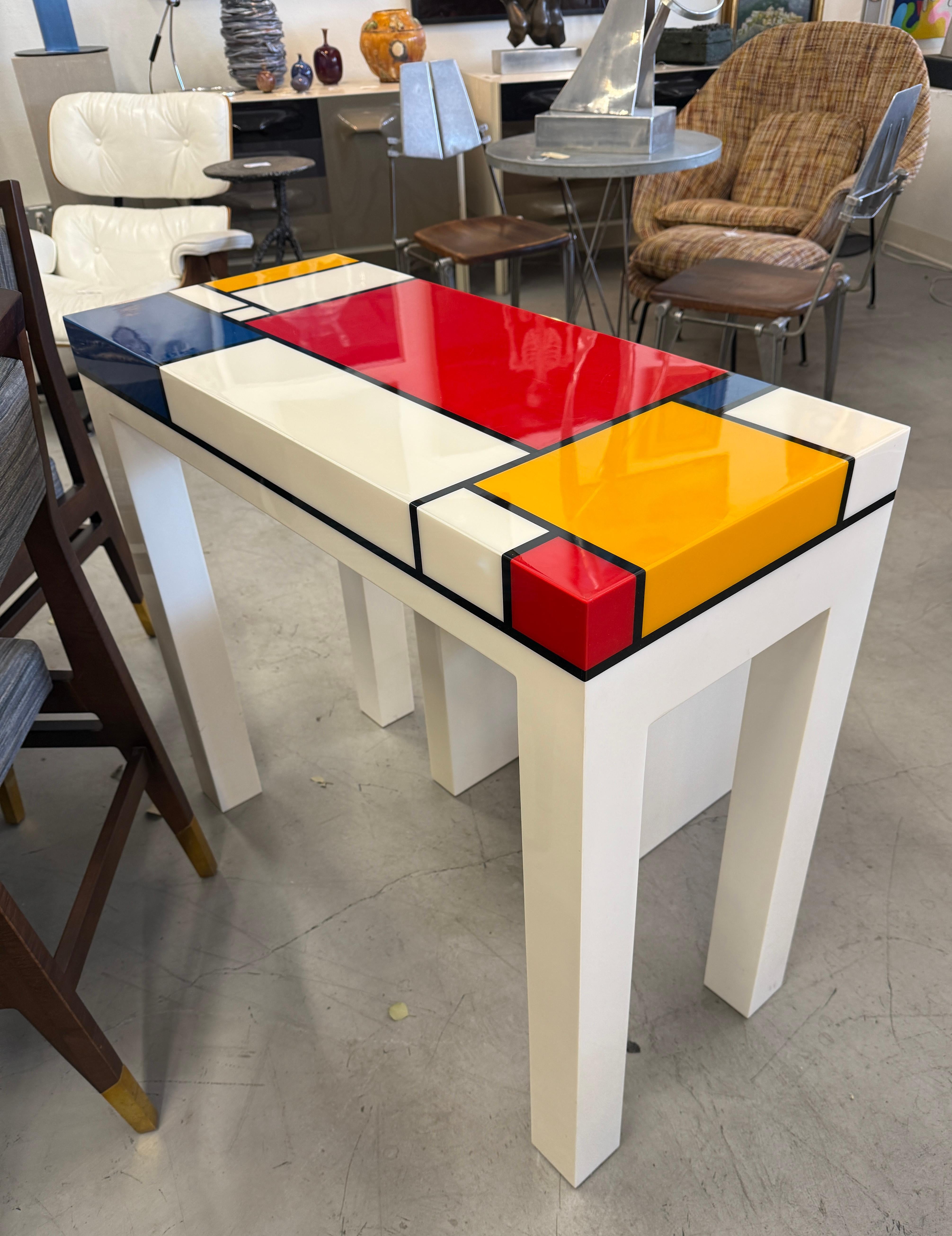 Contemporary Homage to Mondrian Desk and Stool For Sale