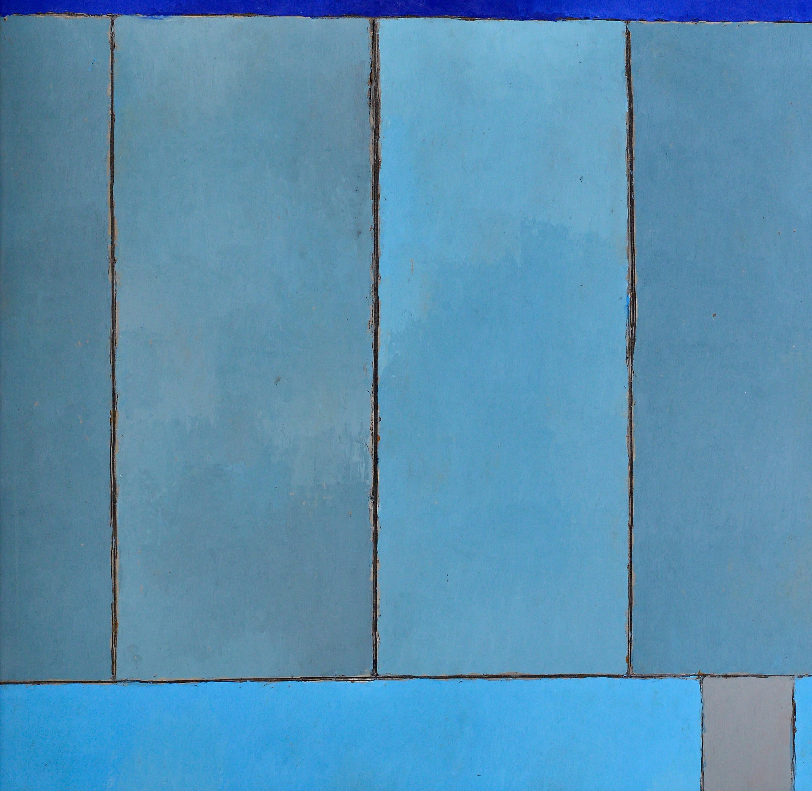 Moderne Window to the sea aux nuances bleues et grises  Drapeau abstrait en rouge, vers 1976 en vente