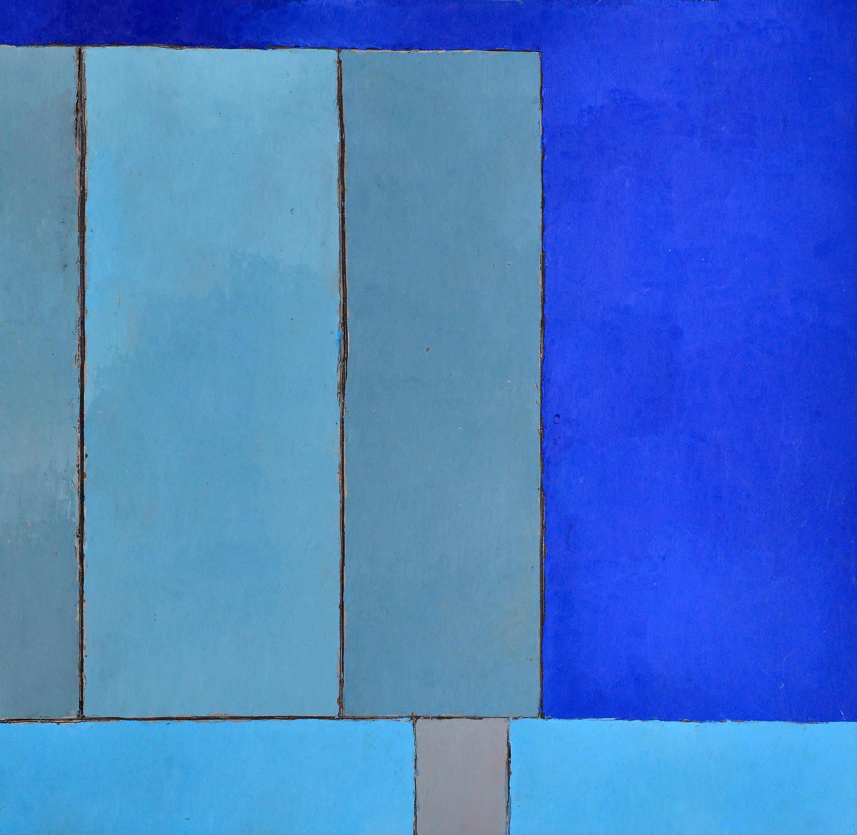 Window to the sea aux nuances bleues et grises  Drapeau abstrait en rouge, vers 1976 Excellent état - En vente à Miami, FL