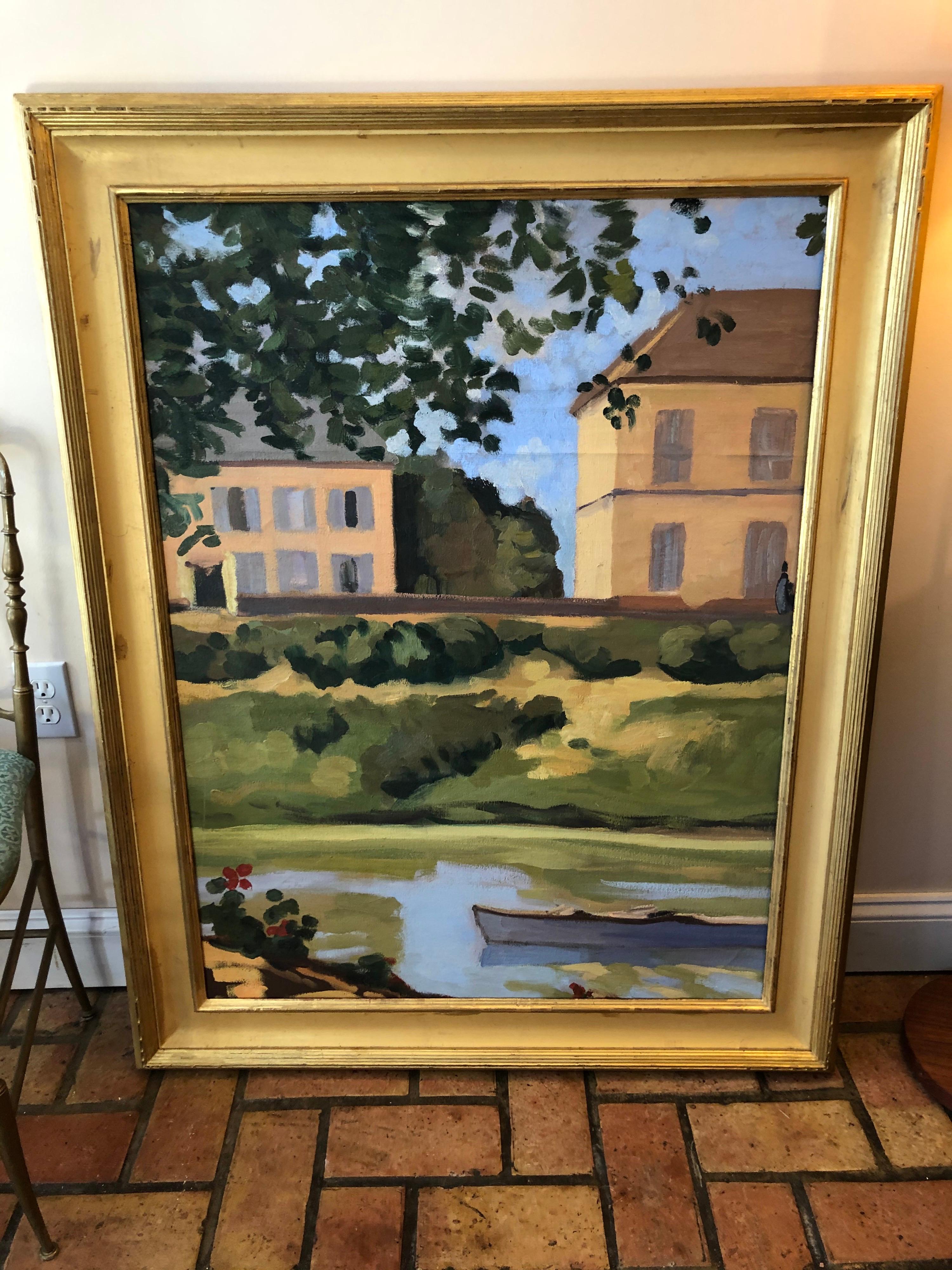 Mid-20th Century Large Oil on Canvas 