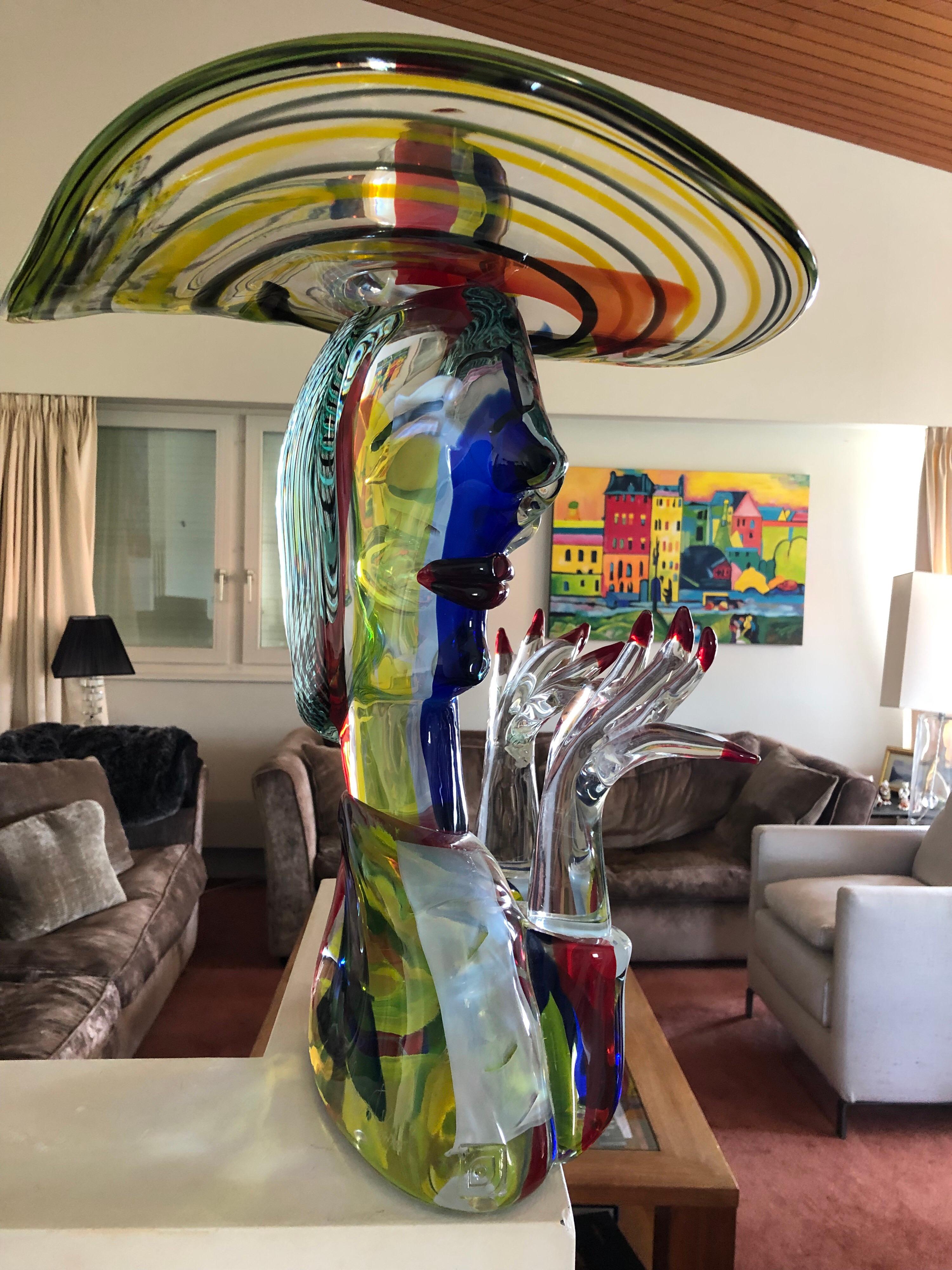 Mid-Century Modern Homage to Picasso Murano Sculpture by Walter Furlan
