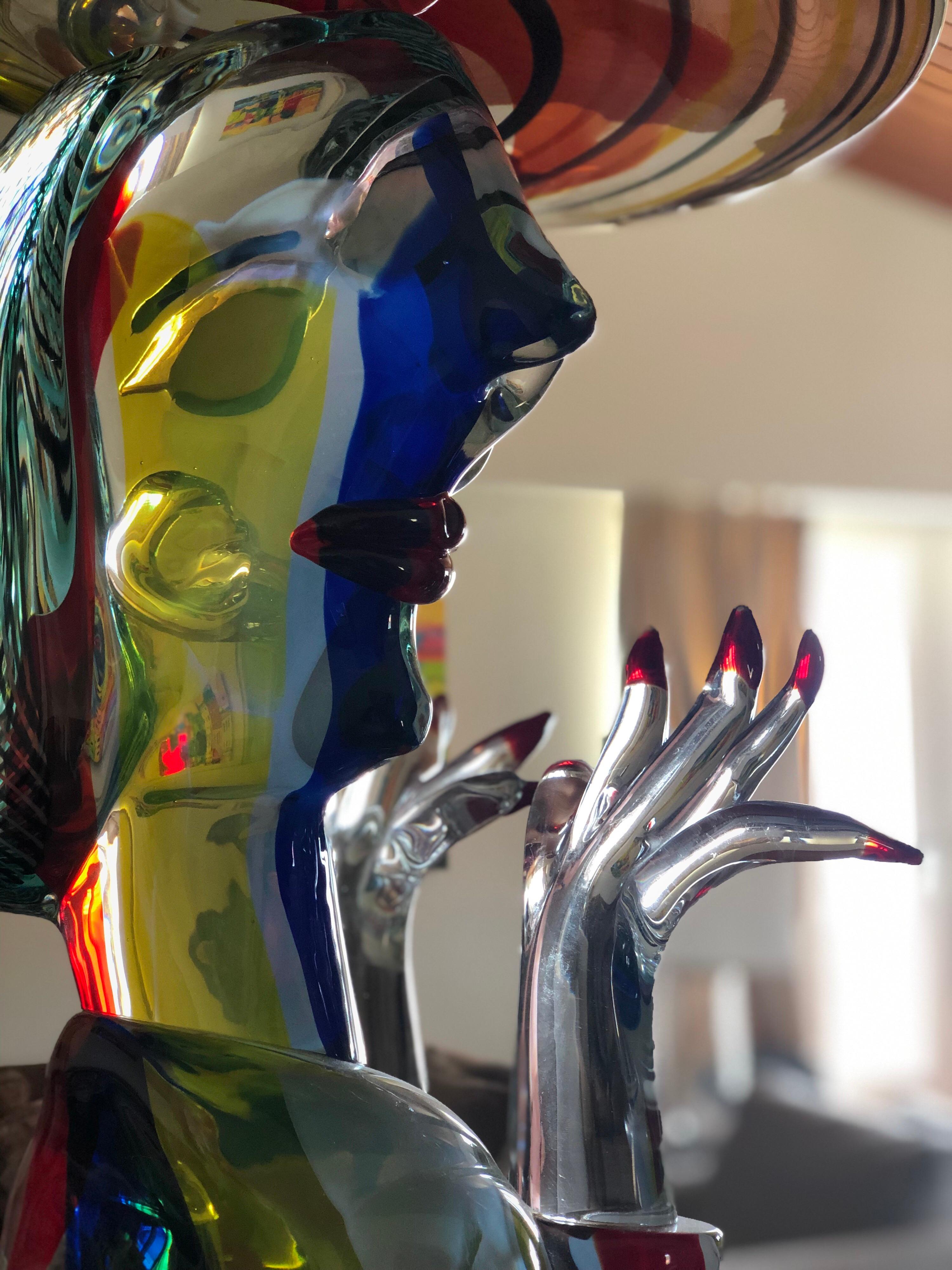 Hand-Crafted Homage to Picasso Murano Sculpture by Walter Furlan