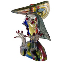 Hommage an Picasso Murano-Skulptur von Walter Furlan