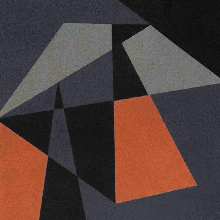 "Homage to the Prism" Blue, Black and Rust Abstract Painting by Peter