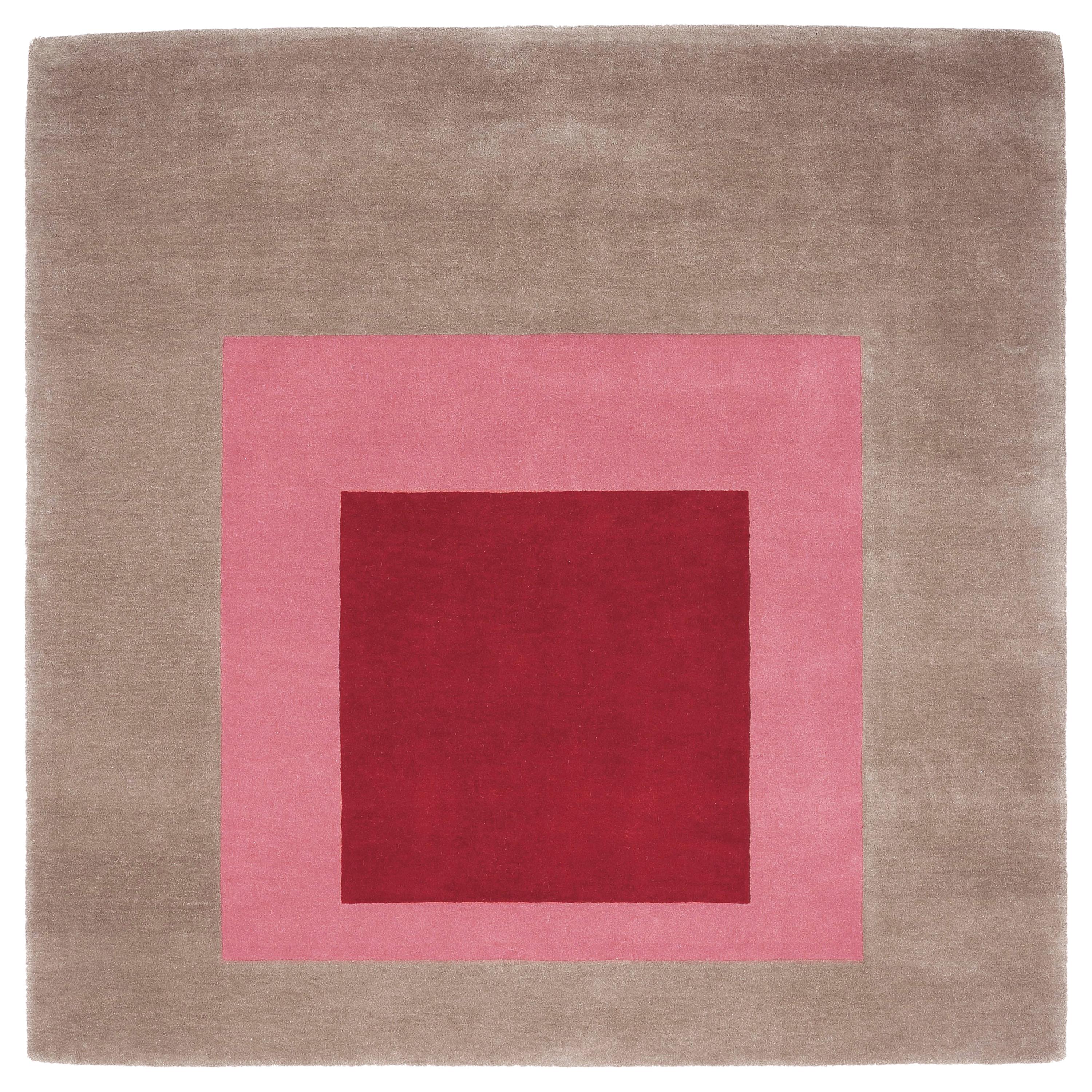 Homage to the Square Rug 'Beige/Pink/Burgundy' by Josef Albers For Sale