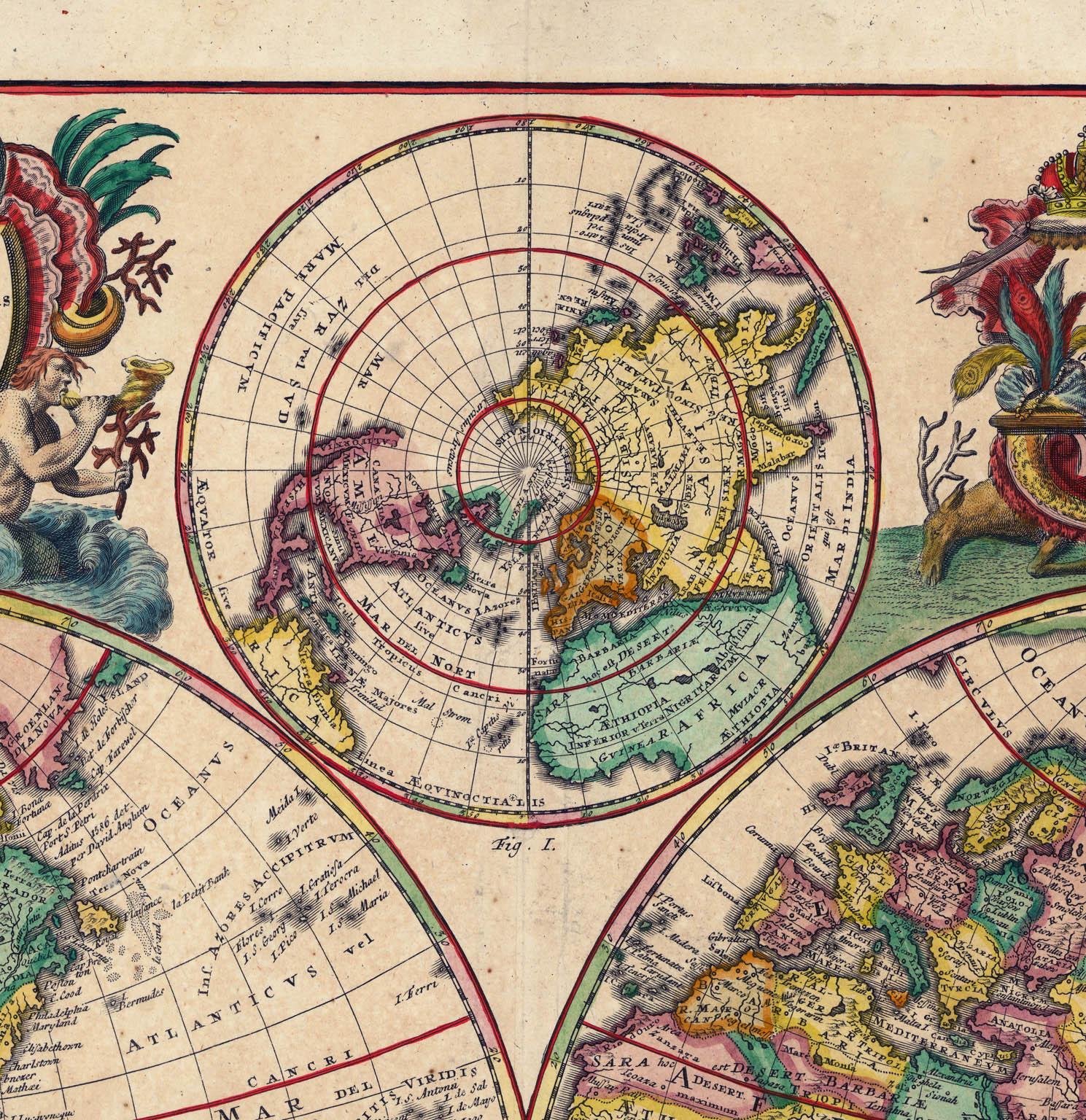 Planiglobii Terrestris Mappa Universalis / Mappe Monde (Sonstige Kunststile), Print, von Homann Heirs