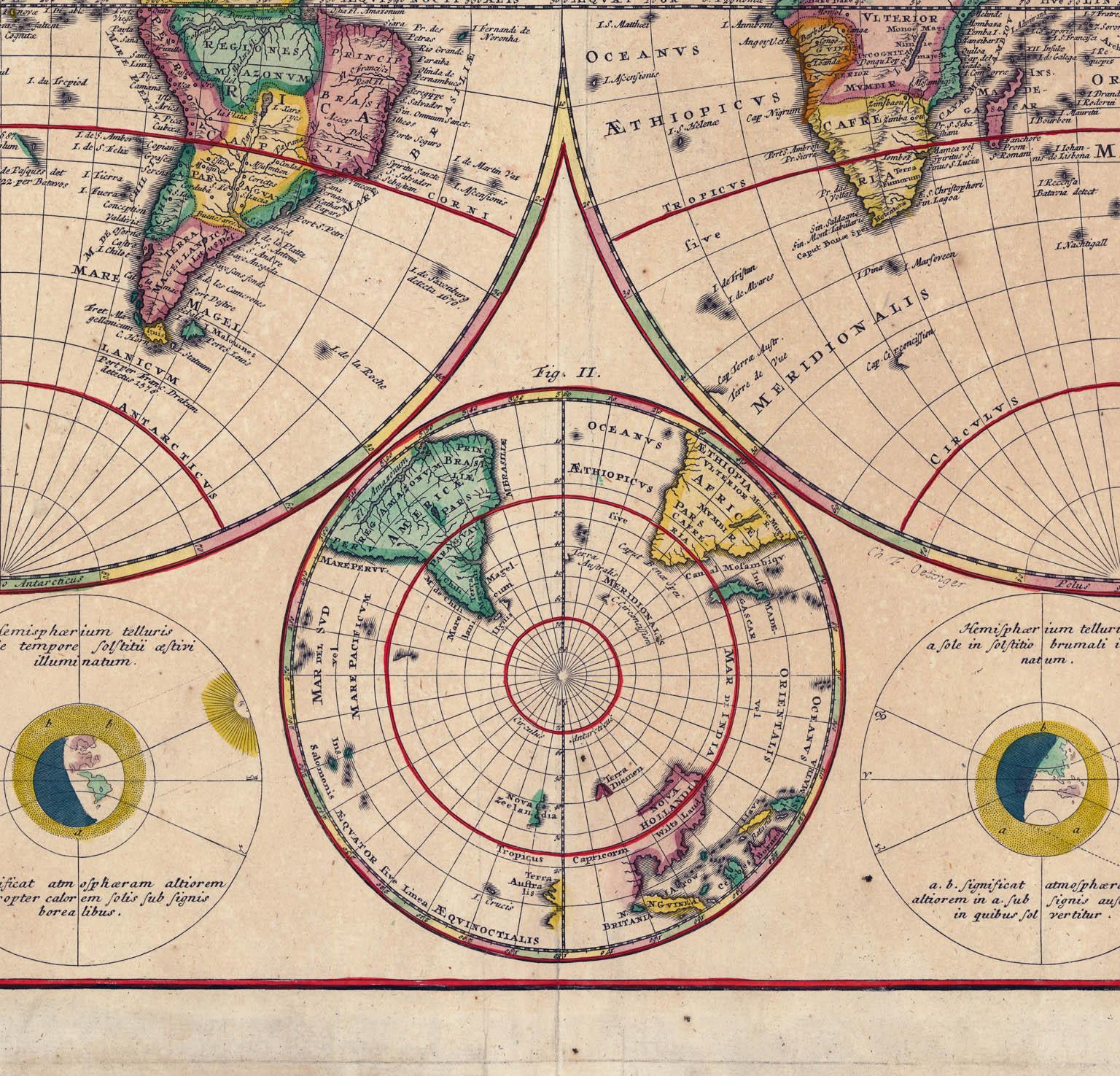 Planiglobii Terrestris Mappa Universalis / Mappe Monde im Angebot 1