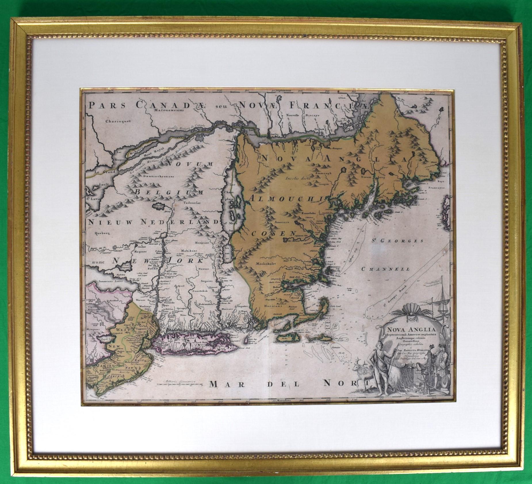 Map Sz: 18 3/4"H x 22 5/8"W

Frame Sz: 27 1/2"H x 31"W

Nuremberg: Homann Heirs, [circa 1740]. Copper-engraved map, with full original colour.

A highly fascinating and attractive map that showcases the curious nature of geographical knowledge of