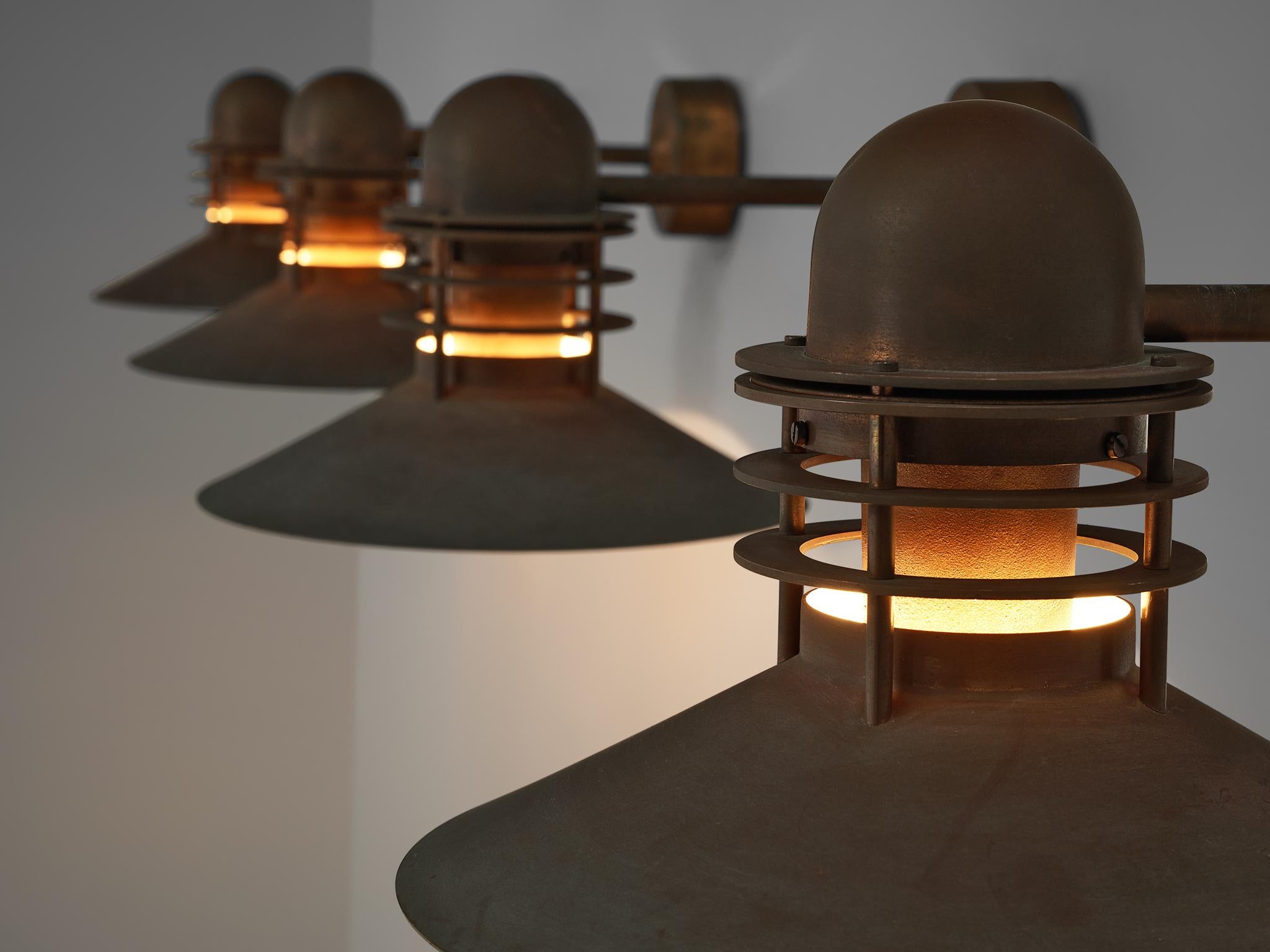 Mid-Century Modern Homann & Kjær for Louis Poulson Wall Lamps ‘Nyhavn’ in Copper