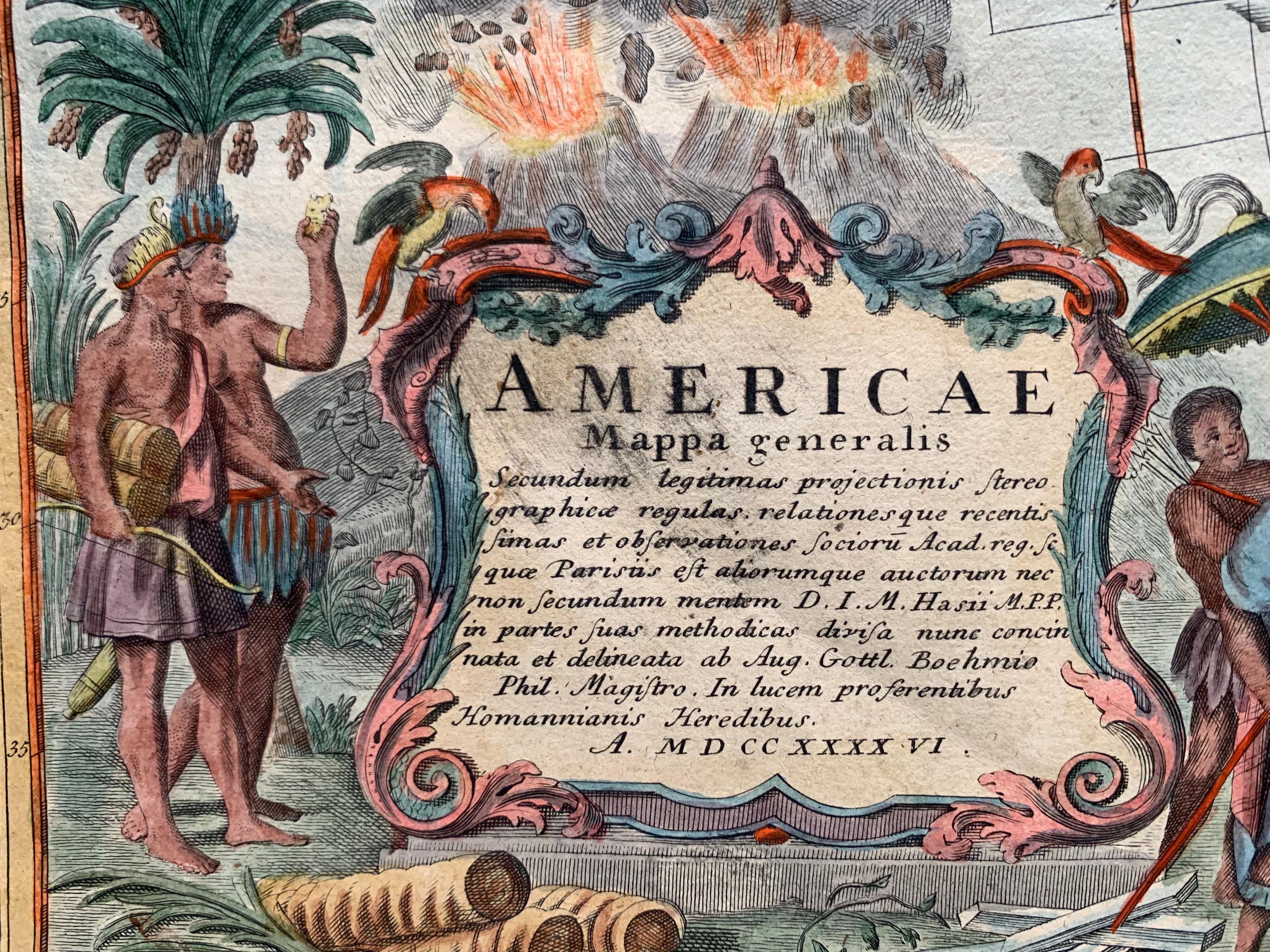 America (mappa del XVIII secolo) - Print di Homannianis Heredibus 