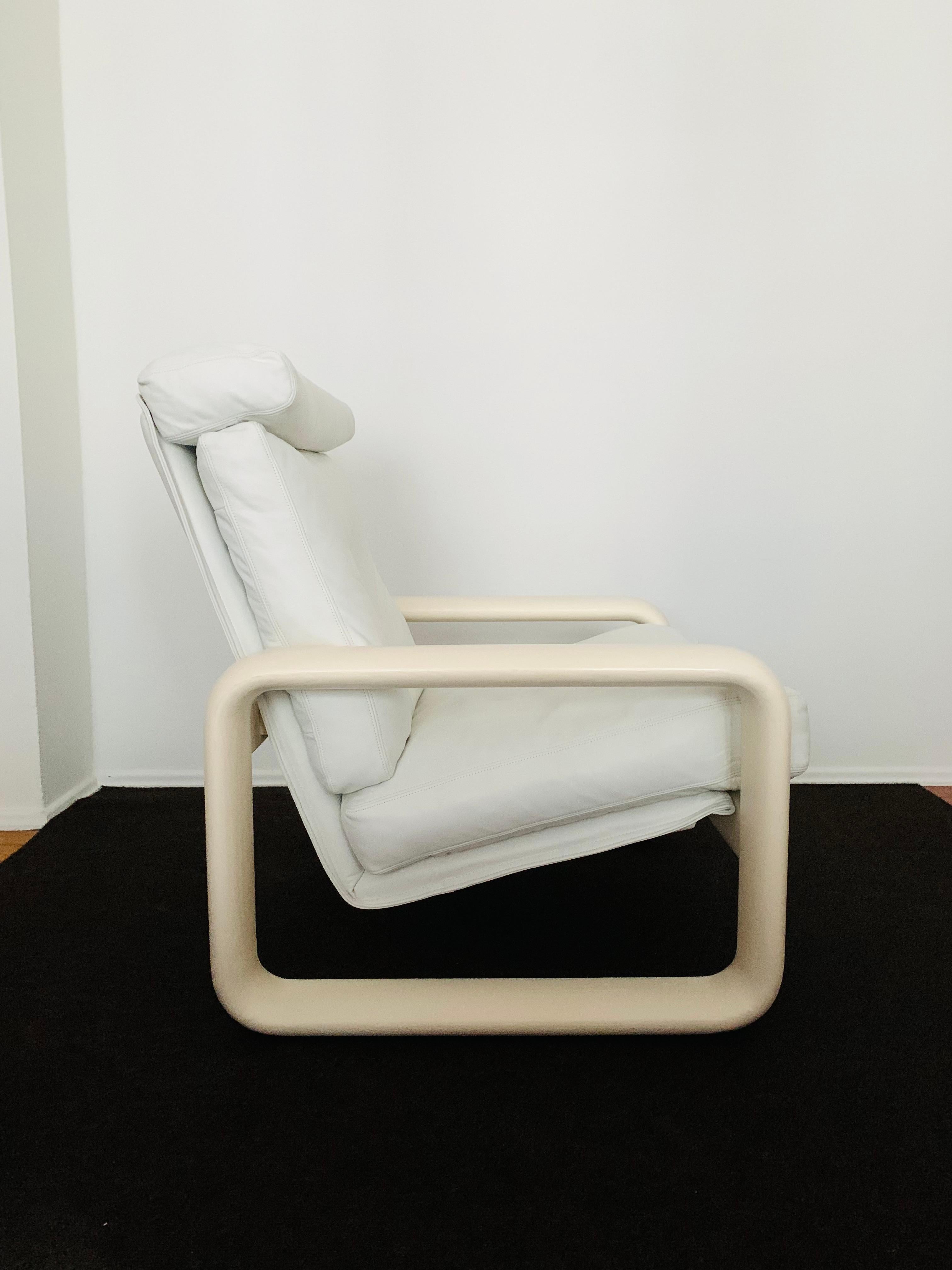 Hombre Leather Lounge Chair with Ottoman by Burkhard Vogtherr for Rosenthal In Good Condition For Sale In München, DE