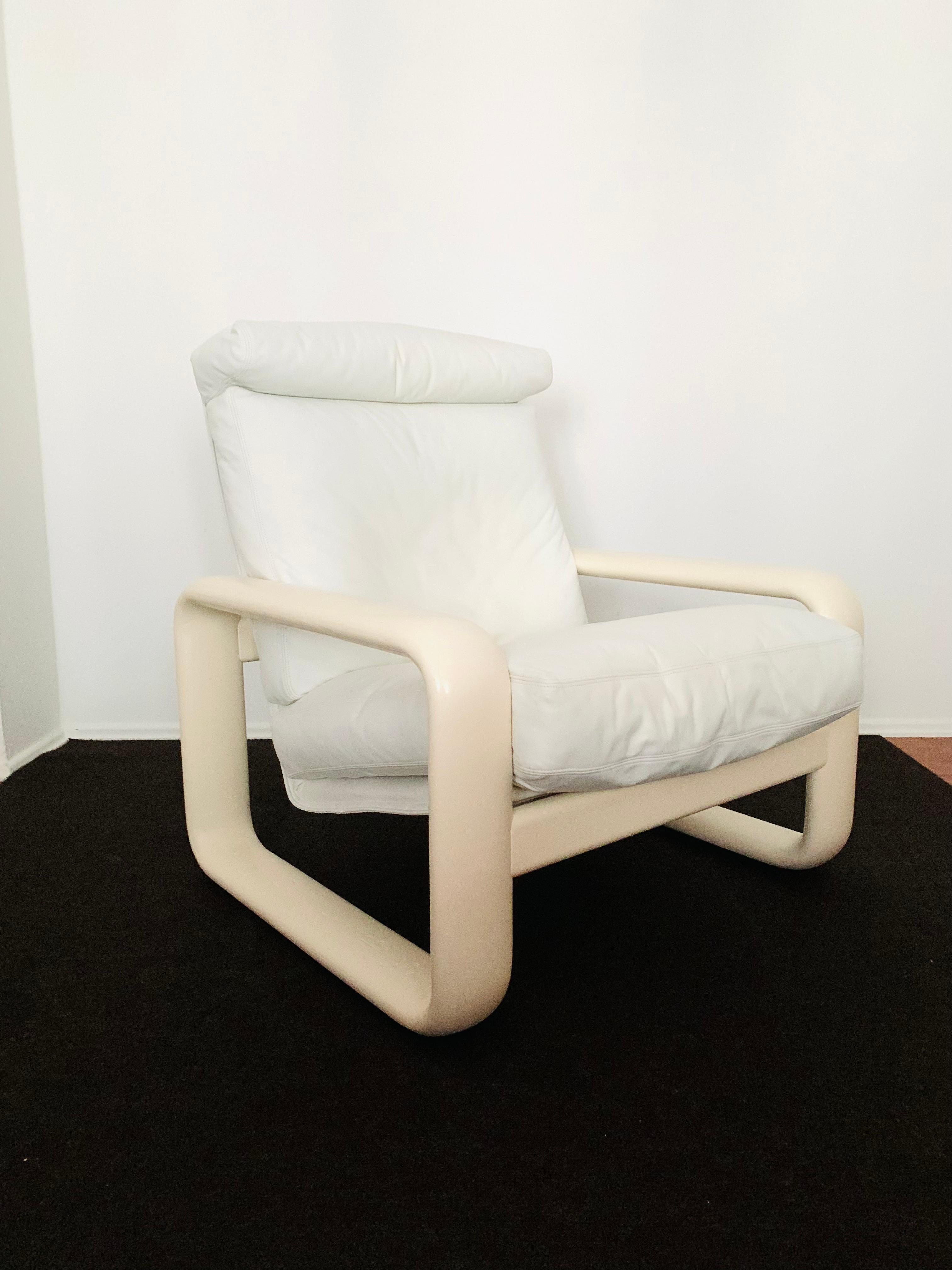 Late 20th Century Hombre Leather Lounge Chair with Ottoman by Burkhard Vogtherr for Rosenthal For Sale