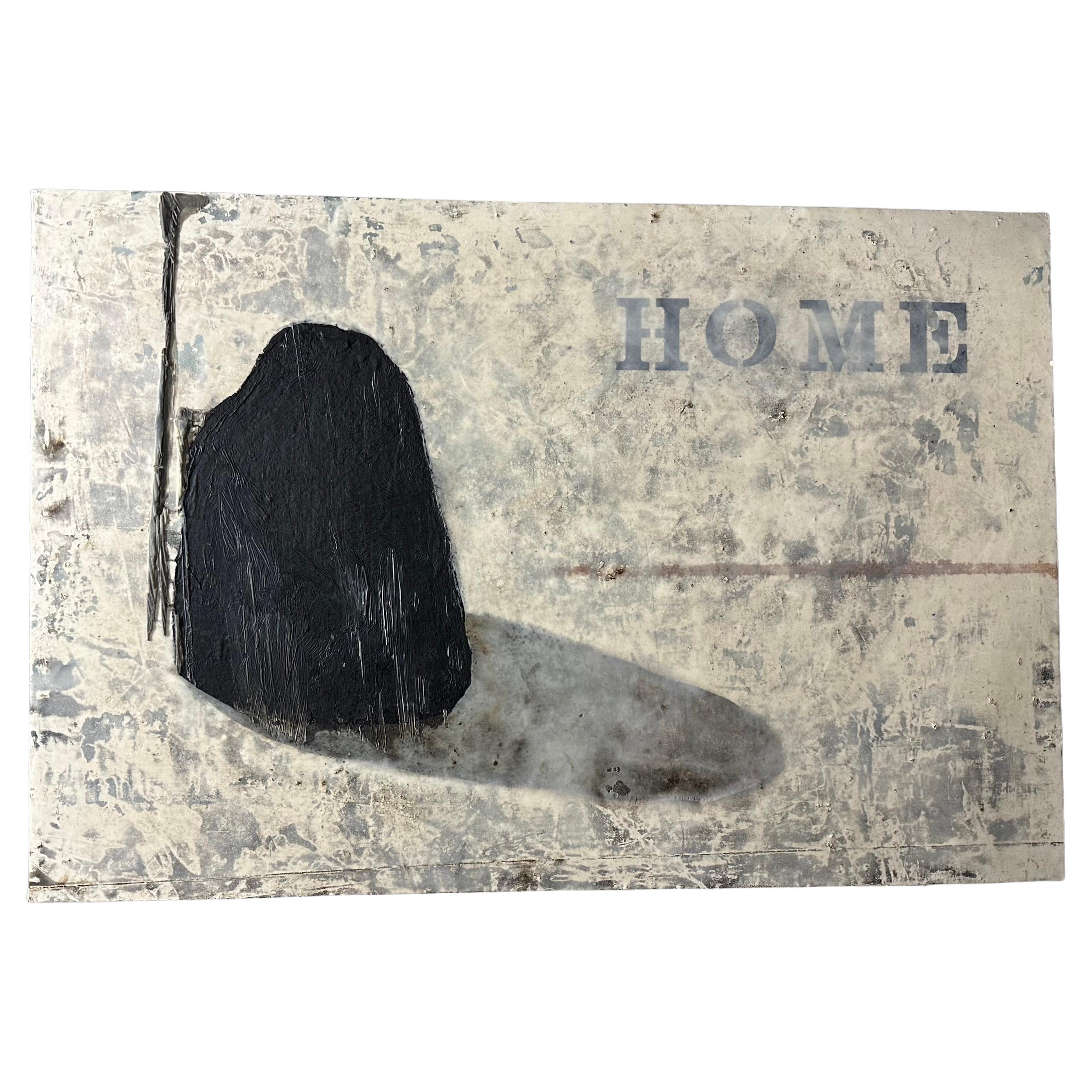 "Home" Peinture abstraite à l'huile et à la cire sur toile de Joaquin Pineiro en vente