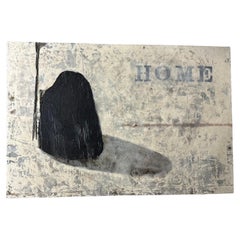"Home" Pittura astratta a olio e cera su tela di Joaquin Pineiro