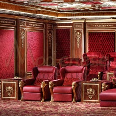 Home Cinema Walnut Side Box with Fridge by Modenese Gastone Luxury Interiors