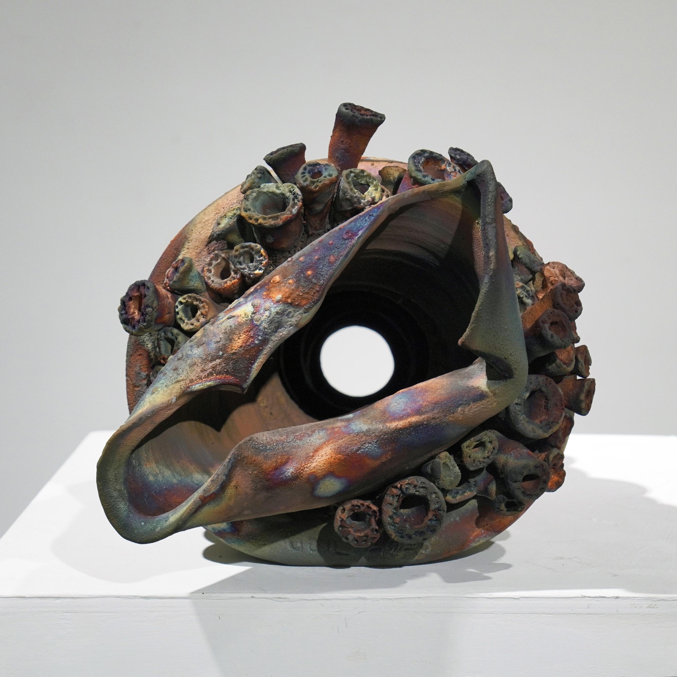 Fired Home - life magnified collection raku ceramic pottery sculpture by Adil Ghani For Sale