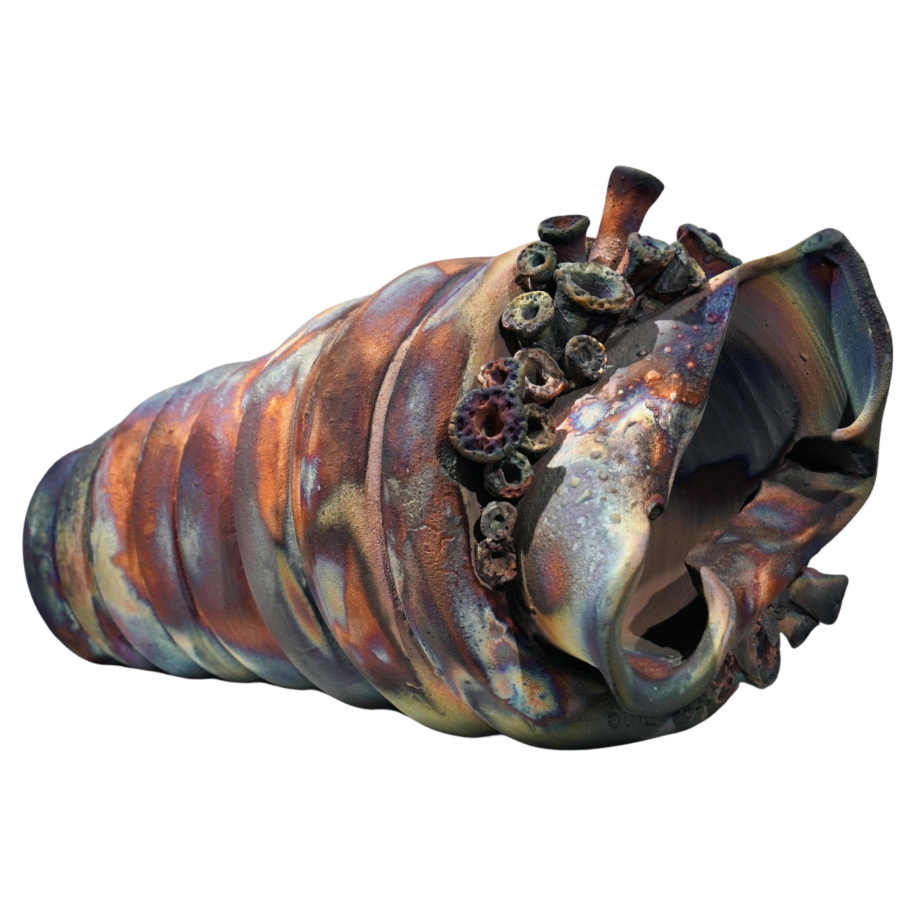 Home - life magnified collection raku ceramic pottery sculpture by Adil Ghani For Sale