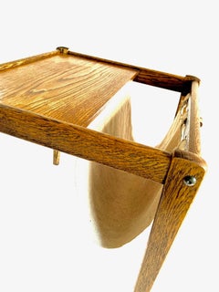 Home Midcentury Teak and Canvas Side Table with Magazine Rack from BRDR Furbo