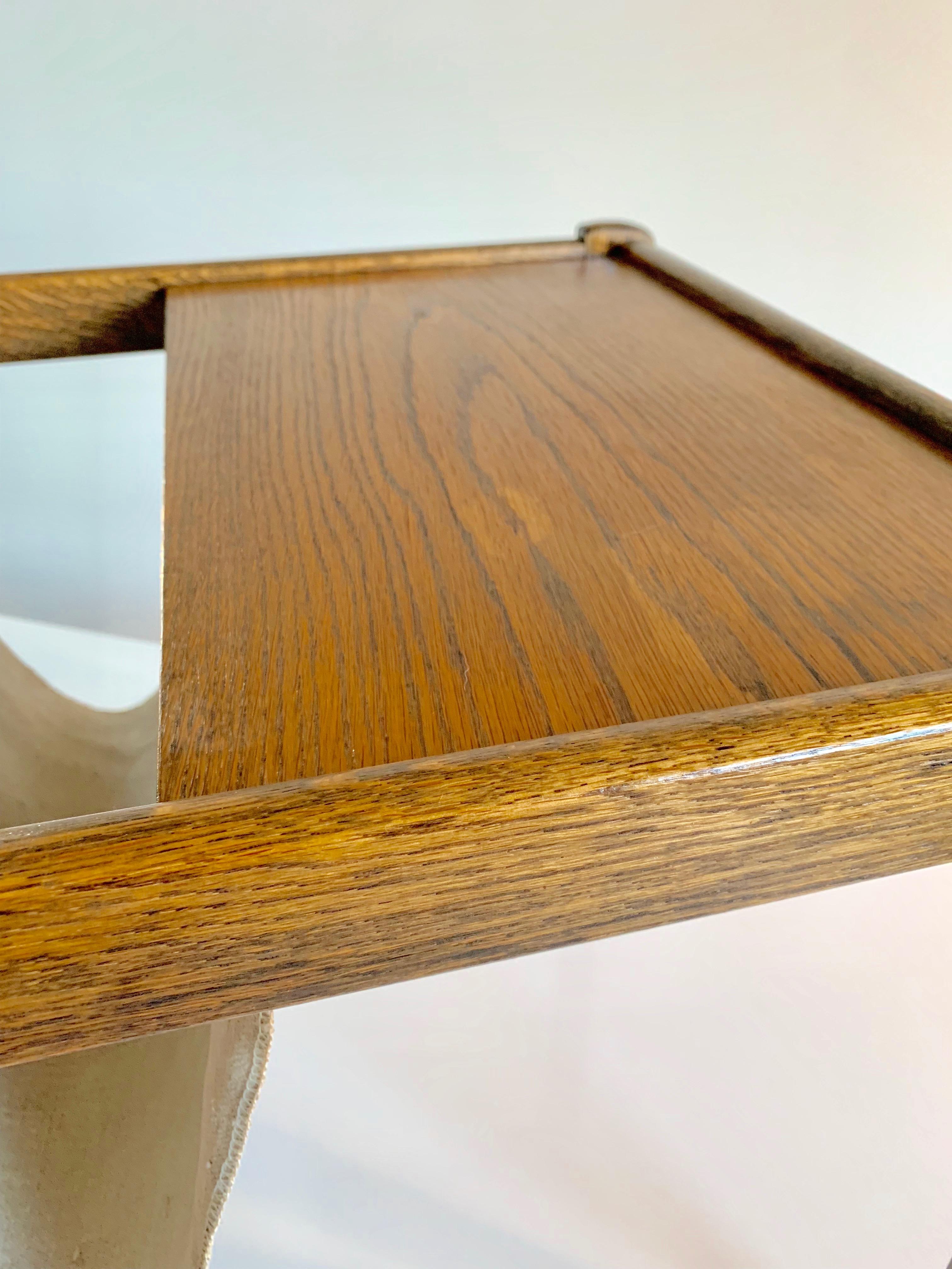 Home Midcentury Teak and Canvas Side Table with Magazine Rack from BRDR Furbo In Good Condition In Copenhagen, DK