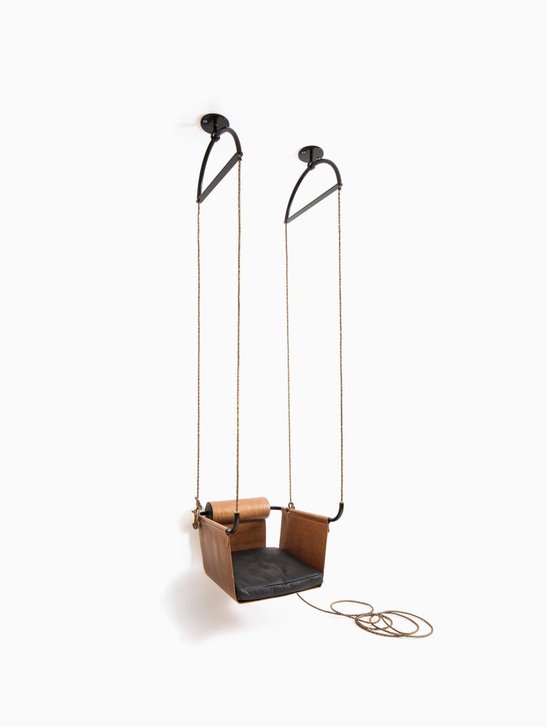 Contemporary Home Swing, Brazilian Leather Design by Atelier Decarvalho For Sale