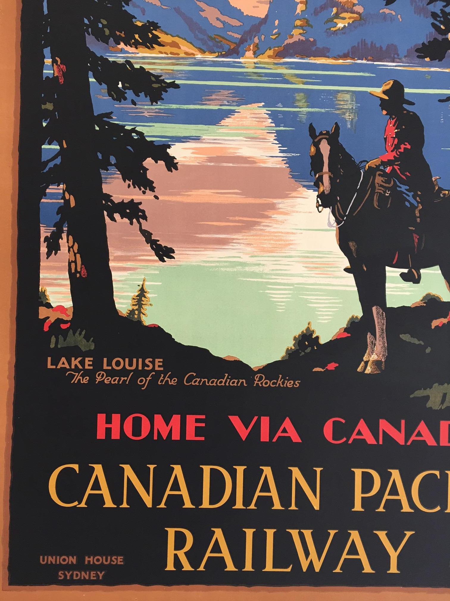 Original vintage poster of Lake Louise by Trompf, 1930s


Artist: Percy Trompf

Rare poster 110 x 75 cm

Percival Albert (Percy) Trompf (1902-1964), was a commercial artist born on 30 May 1902 at Beaufort, Victoria, Australia. His posters for