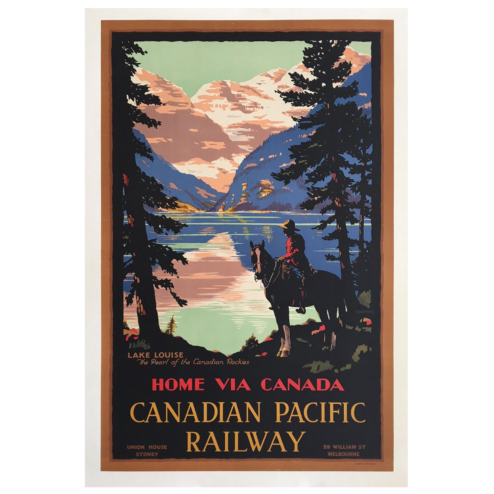 Home Via Canada Canadian Pacific, Original Vintage Poster by Trompf, 1930s