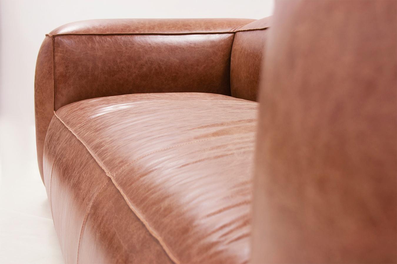 Fait main Canapé Homeboy en cuir véritable Brown en vente