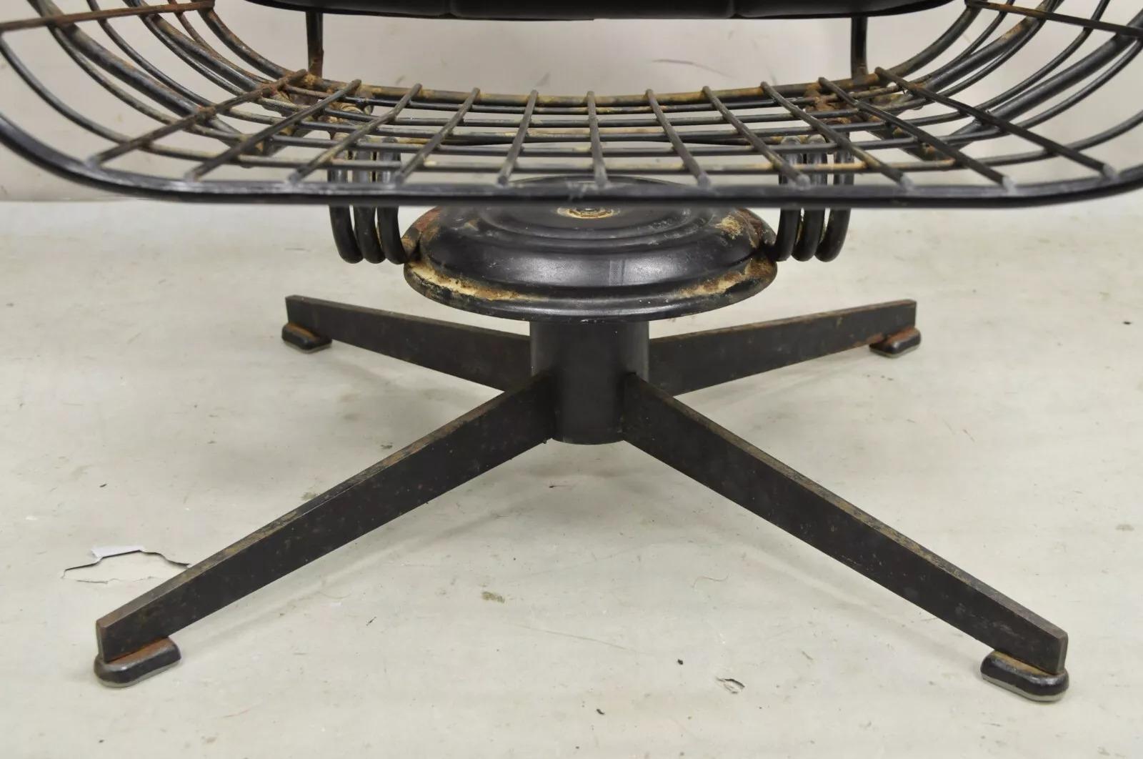 Homecrest Bottemiller Mid Century Modern Swivel Iron Lounge Chair & Ottoman For Sale 8