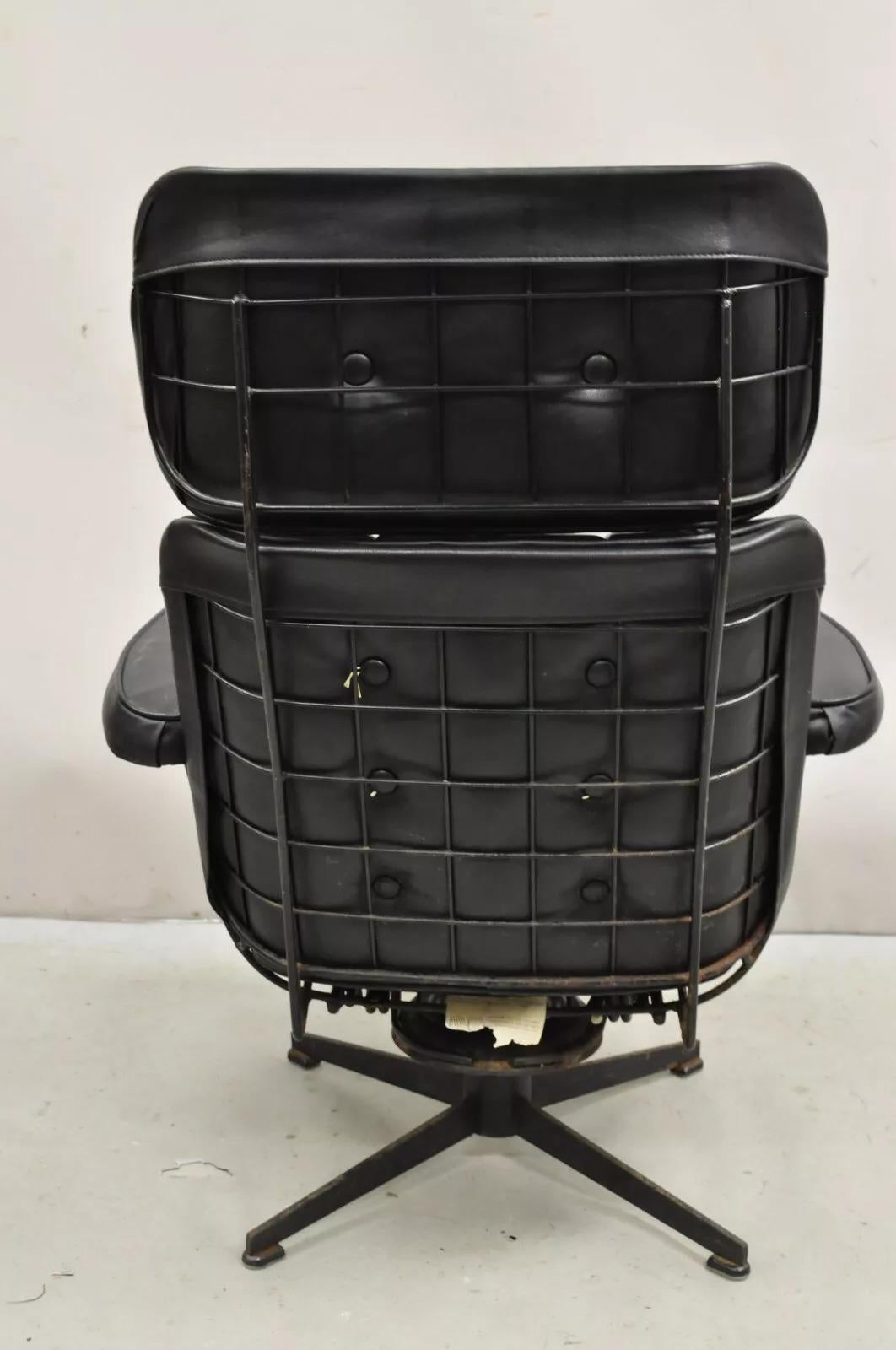 Homecrest Bottemiller Mid Century Modern Swivel Iron Lounge Chair & Ottoman In Good Condition For Sale In Philadelphia, PA