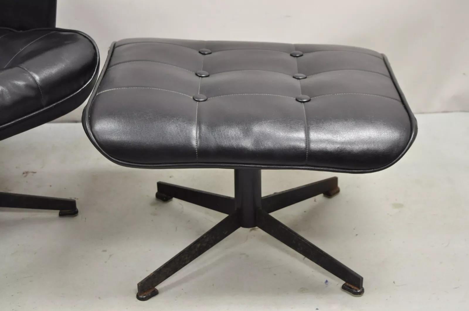 Homecrest Bottemiller Mid Century Modern Swivel Iron Lounge Chair & Ottoman For Sale 3