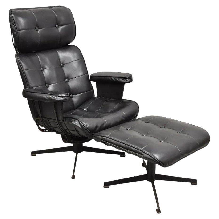 Homecrest Bottemiller Mid Century Modern Swivel Iron Lounge Chair & Ottoman