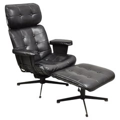 Homecrest Bottemiller Mid Century Modern Swivel Iron Lounge Chair & Ottoman