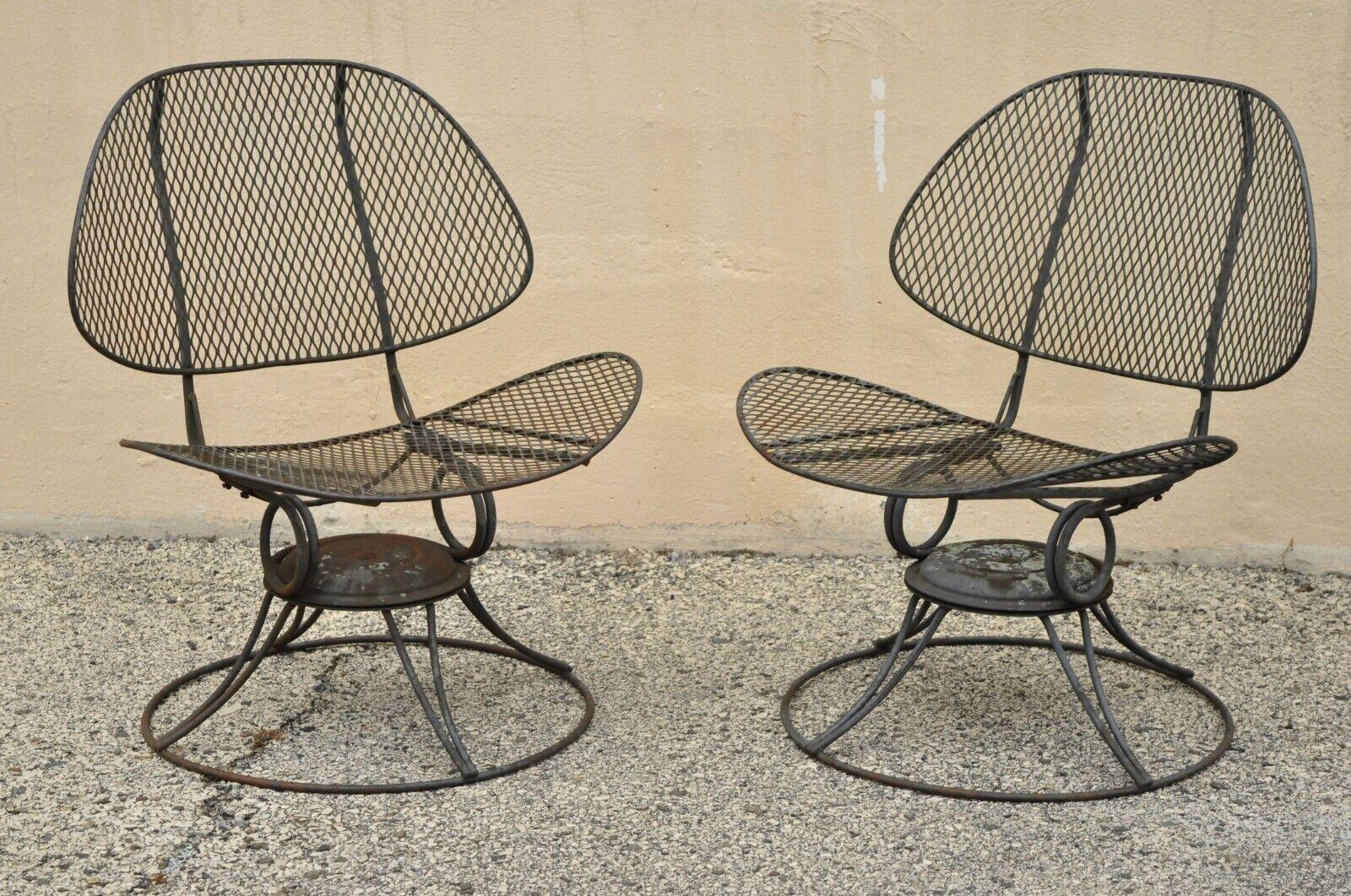 Homecrest Clam Shell Casino Salterini Style Wrought Iron Swivel