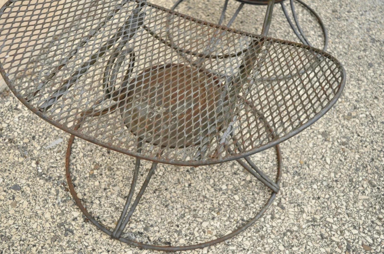 Unknown Homecrest Clam Shell Casino Salterini Style Wrought Iron Swivel Chairs - a Pair For Sale