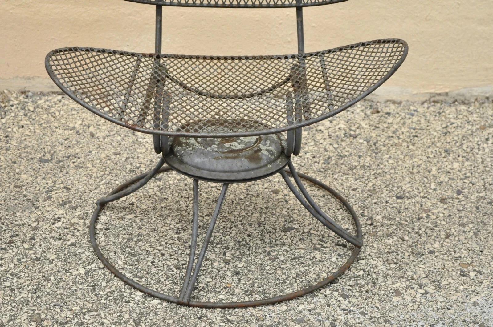 20th Century Homecrest Clam Shell Casino Salterini Style Wrought Iron Swivel Chairs - a Pair For Sale
