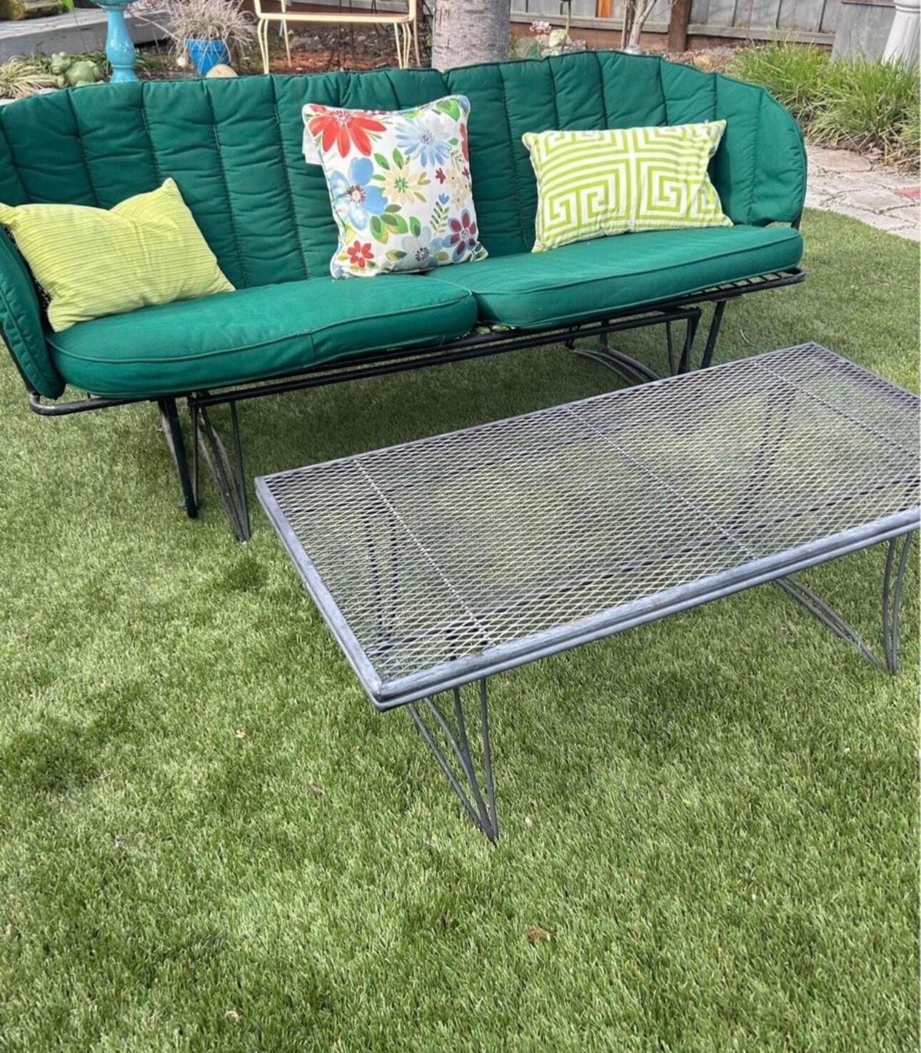 American Classical Homecrest Grenada loveseat Glider with cushions  and coffee table, Circa 1960’s