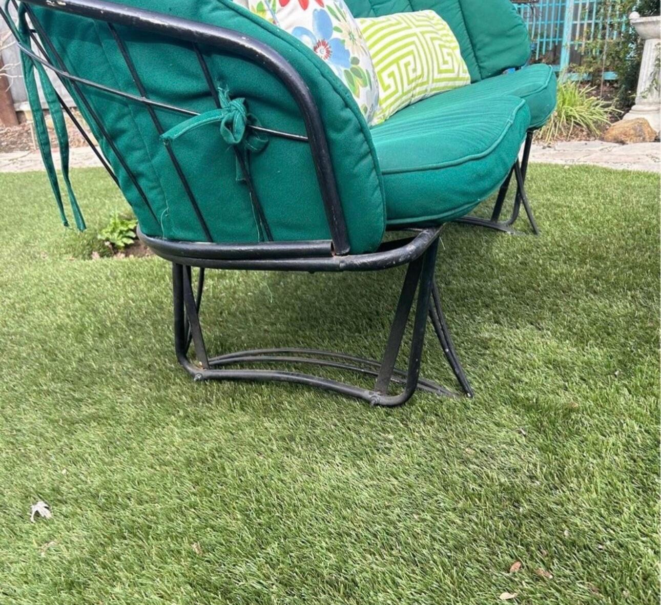 American Homecrest Grenada loveseat Glider with cushions  and coffee table, Circa 1960’s