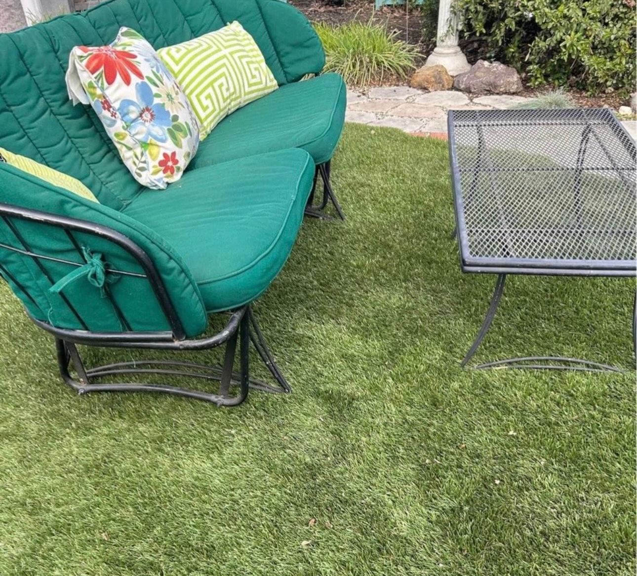 Mid-20th Century Homecrest Grenada loveseat Glider with cushions  and coffee table, Circa 1960’s