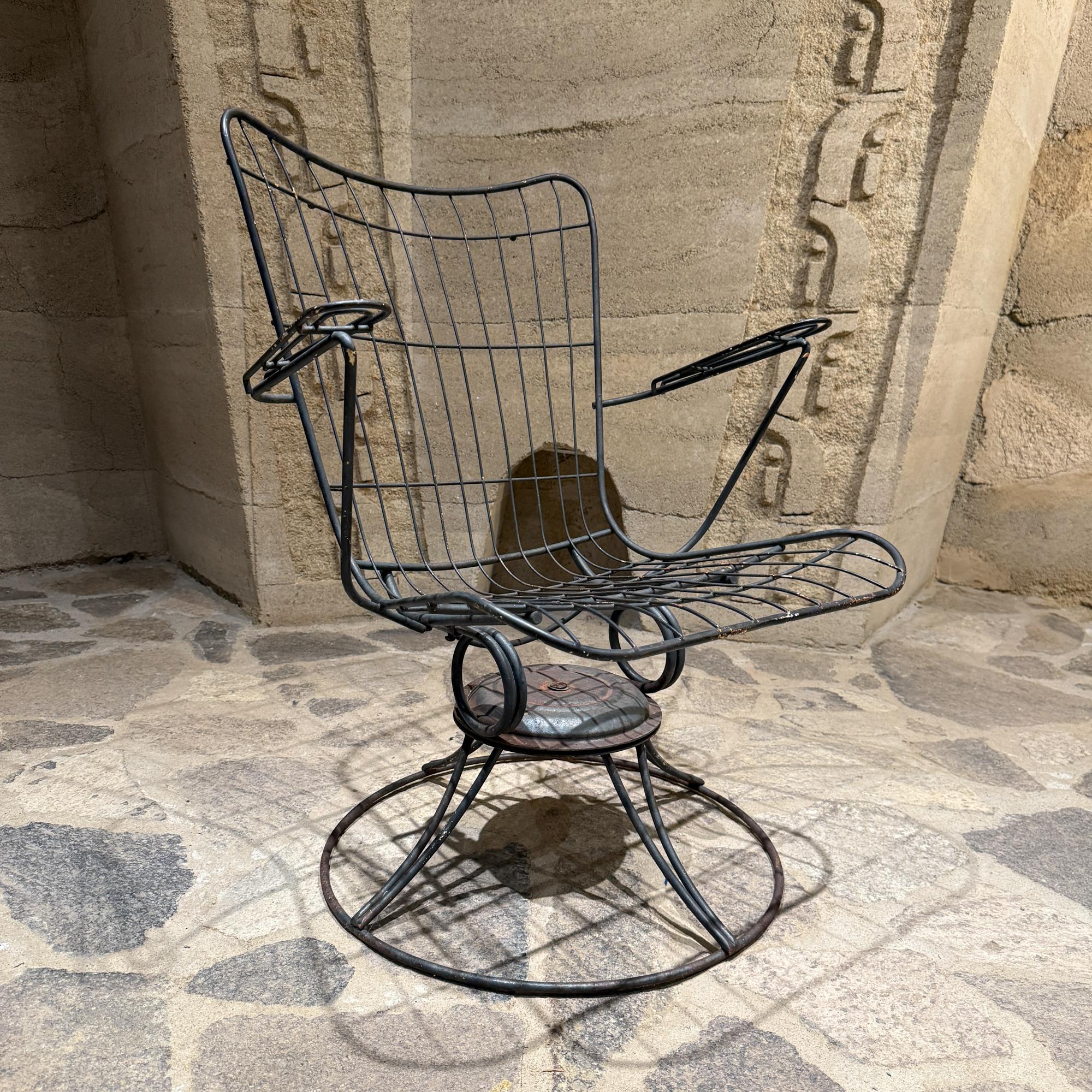 Mid-20th Century Homecrest Iron Patio Swivel Rocking Chair Black Mid-Century Modern For Sale