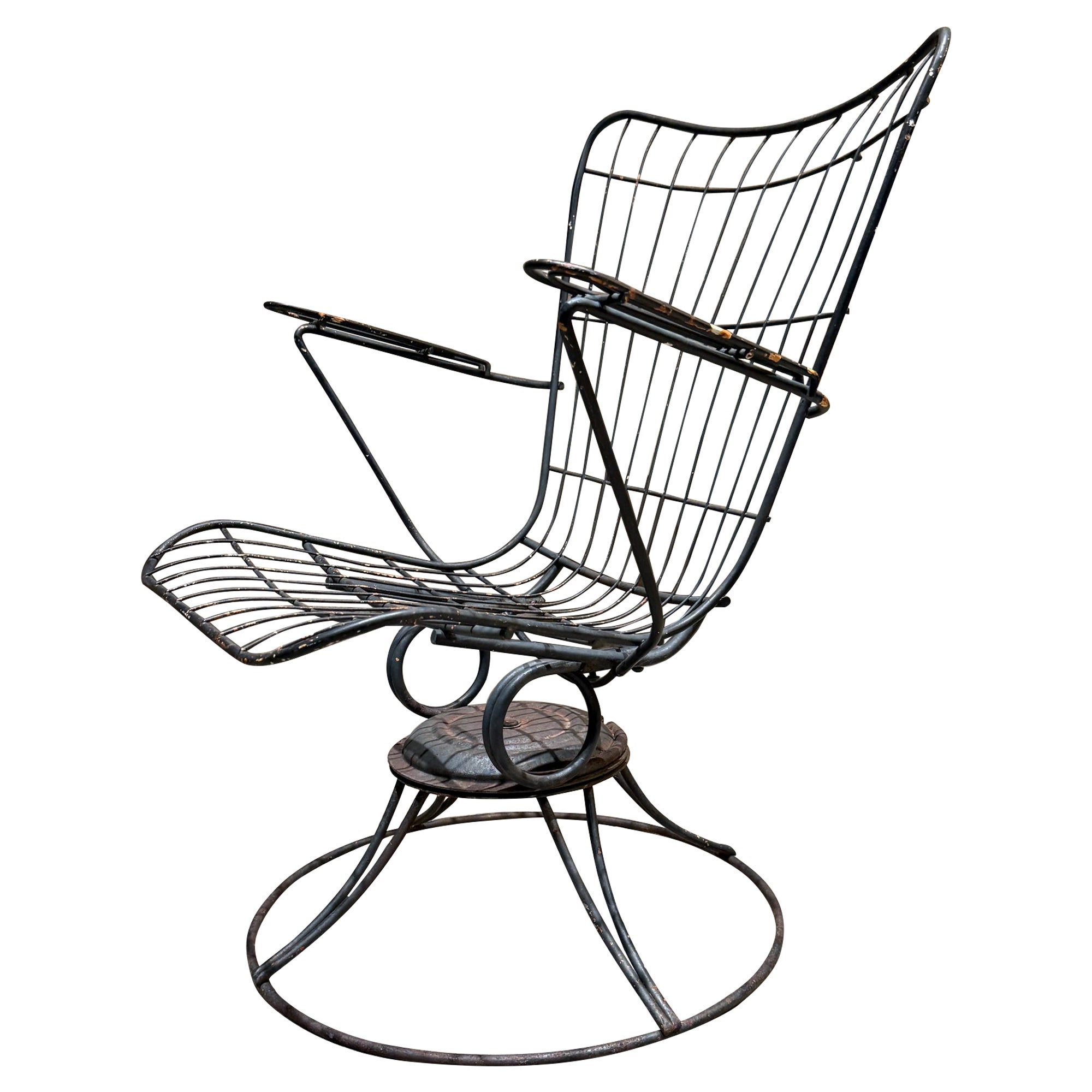 Homecrest Iron Patio Swivel Rocking Chair Black Mid-Century Modern For Sale