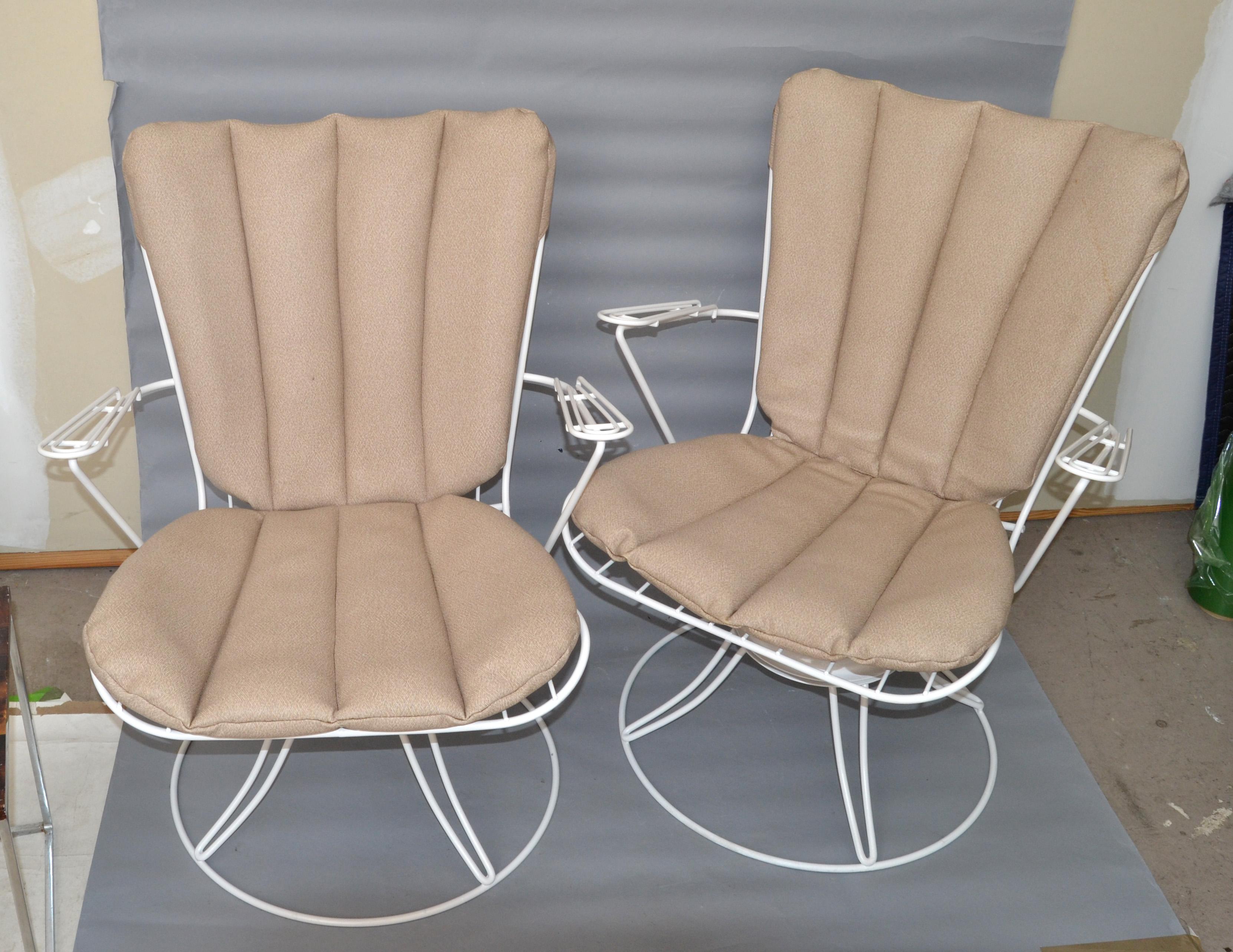 American Homecrest Vintage Mid-Century Modern Metal Patio Swivel Lounge Chairs, Set of 4