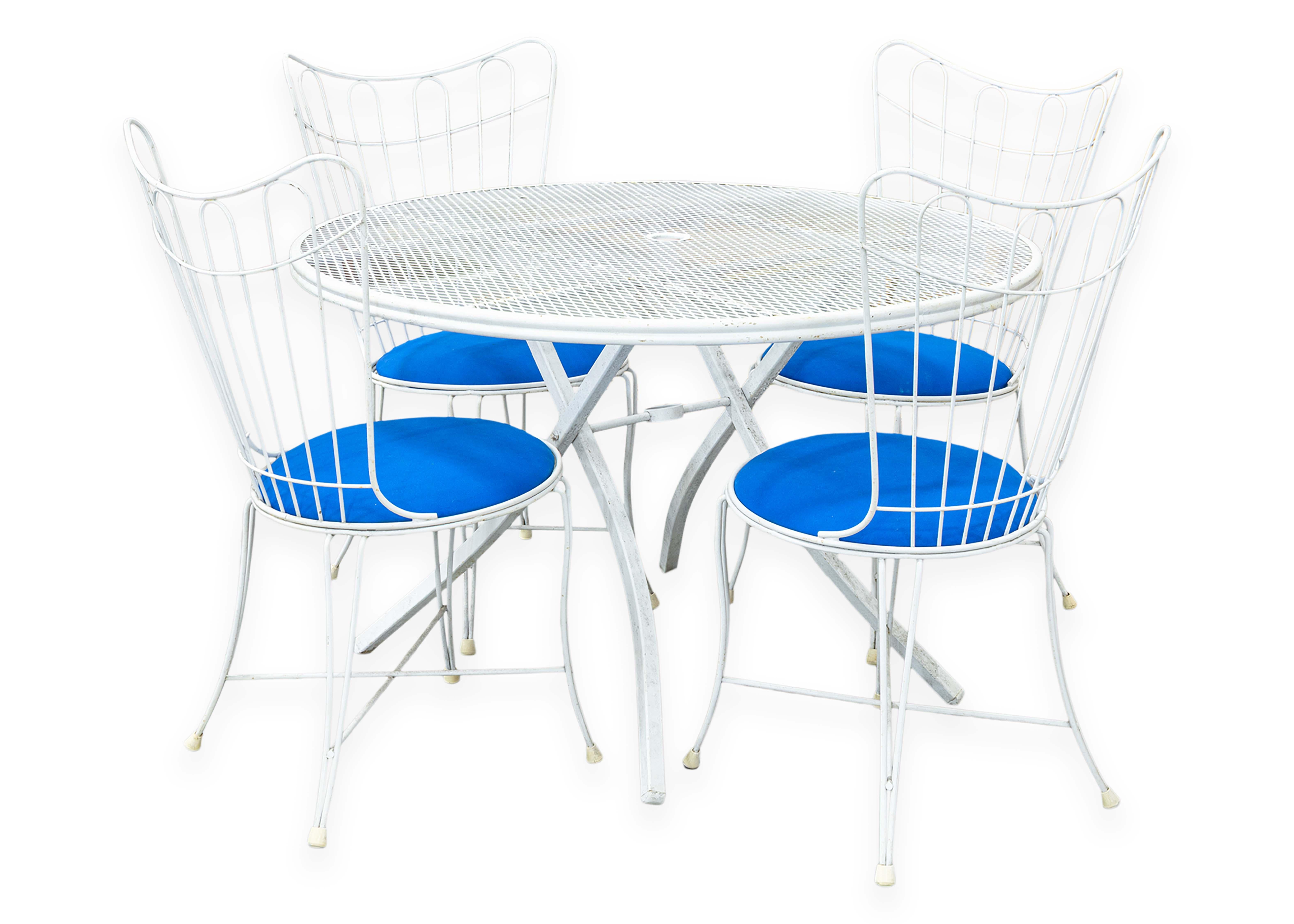 Homecrest Fer forgé blanc MCM Outdoor Patio Dinette Set Table et 4 Chaises en vente 5