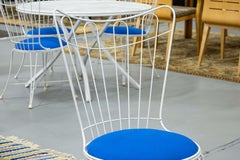 Homecrest White Wrought Iron MCM Outdoor Patio Dinette Set Table and 4 Chairs