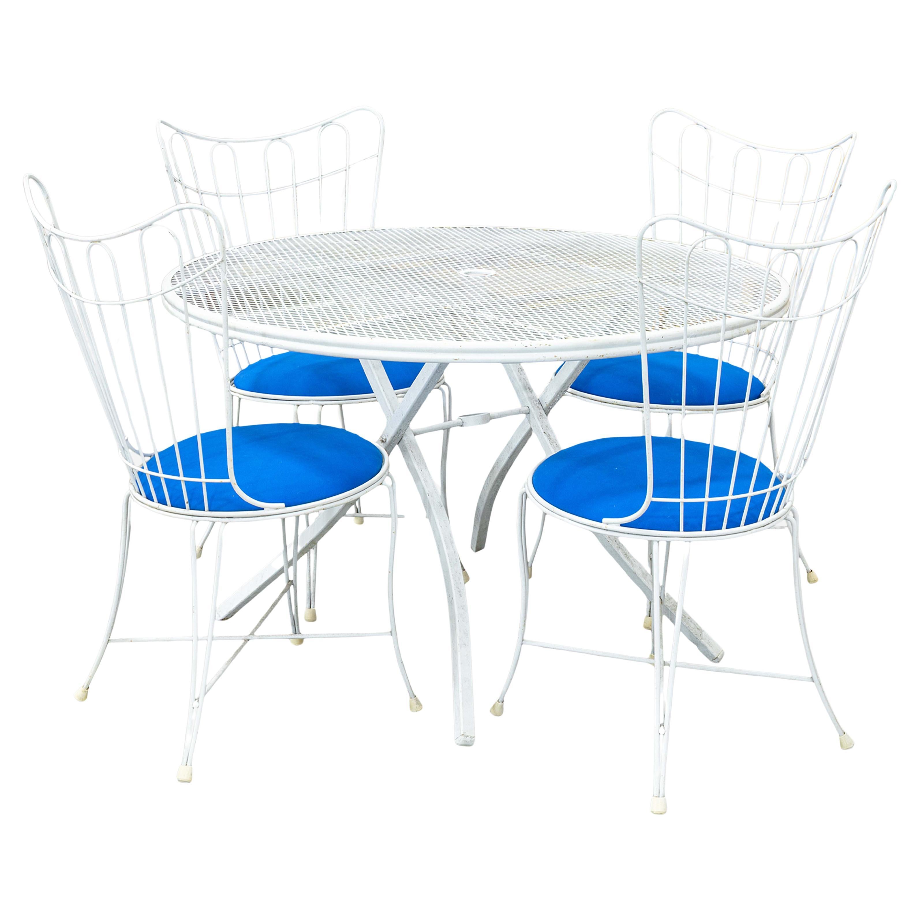 Homecrest Conjunto de Mesa y 4 Sillas de Hierro Forjado Blanco MCM para Patio Exterior